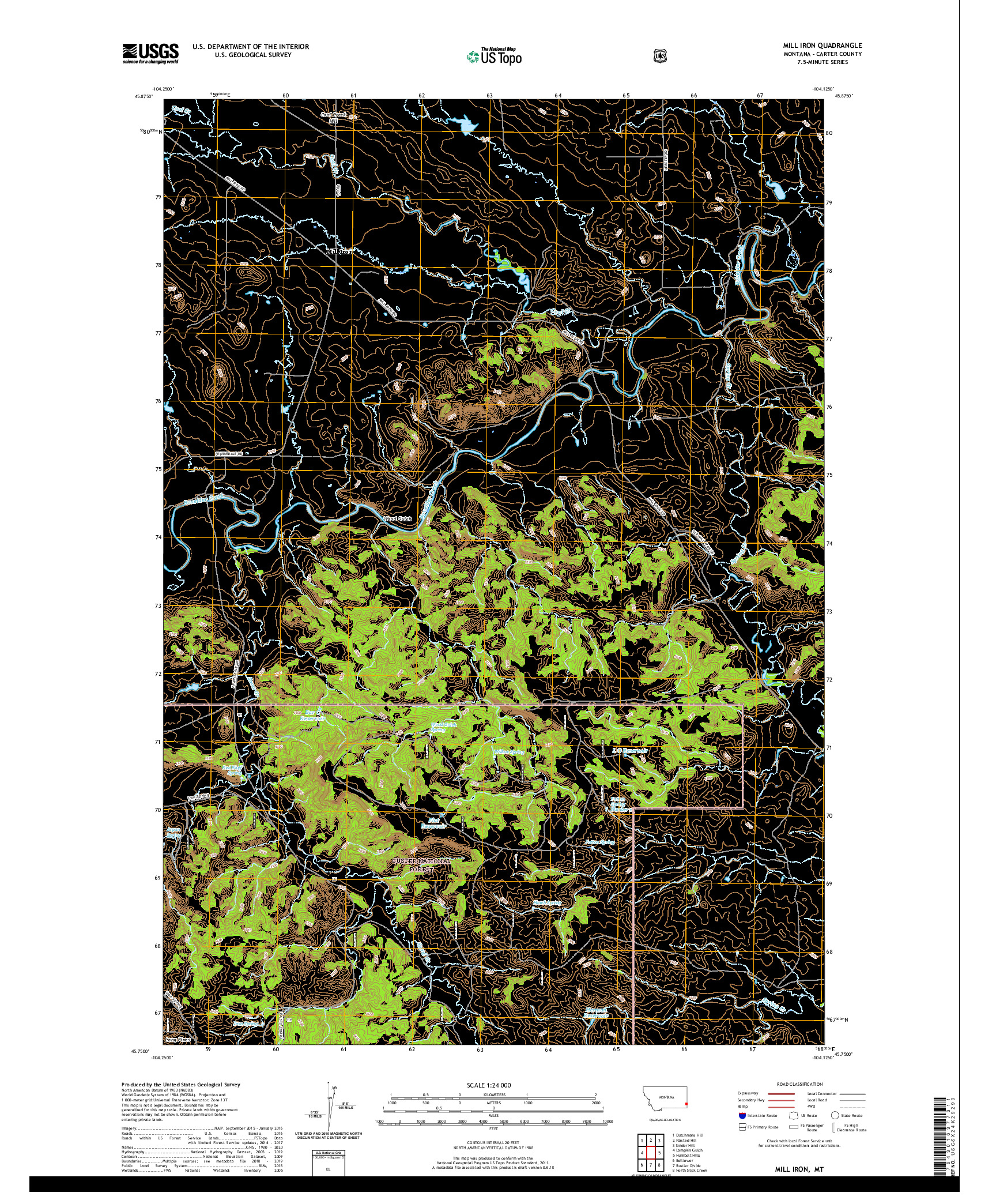 USGS US TOPO 7.5-MINUTE MAP FOR MILL IRON, MT 2020