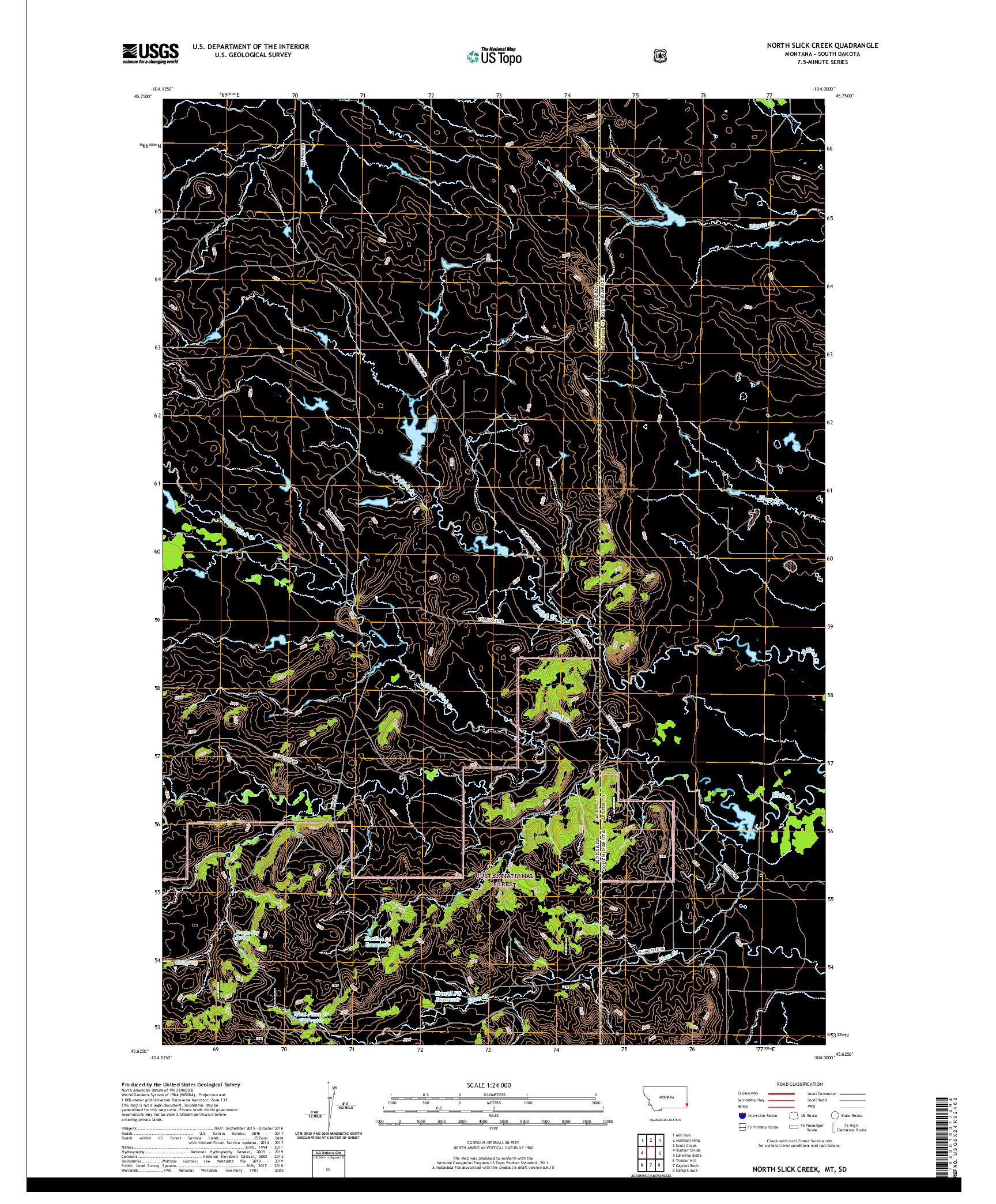 USGS US TOPO 7.5-MINUTE MAP FOR NORTH SLICK CREEK, MT,SD 2020