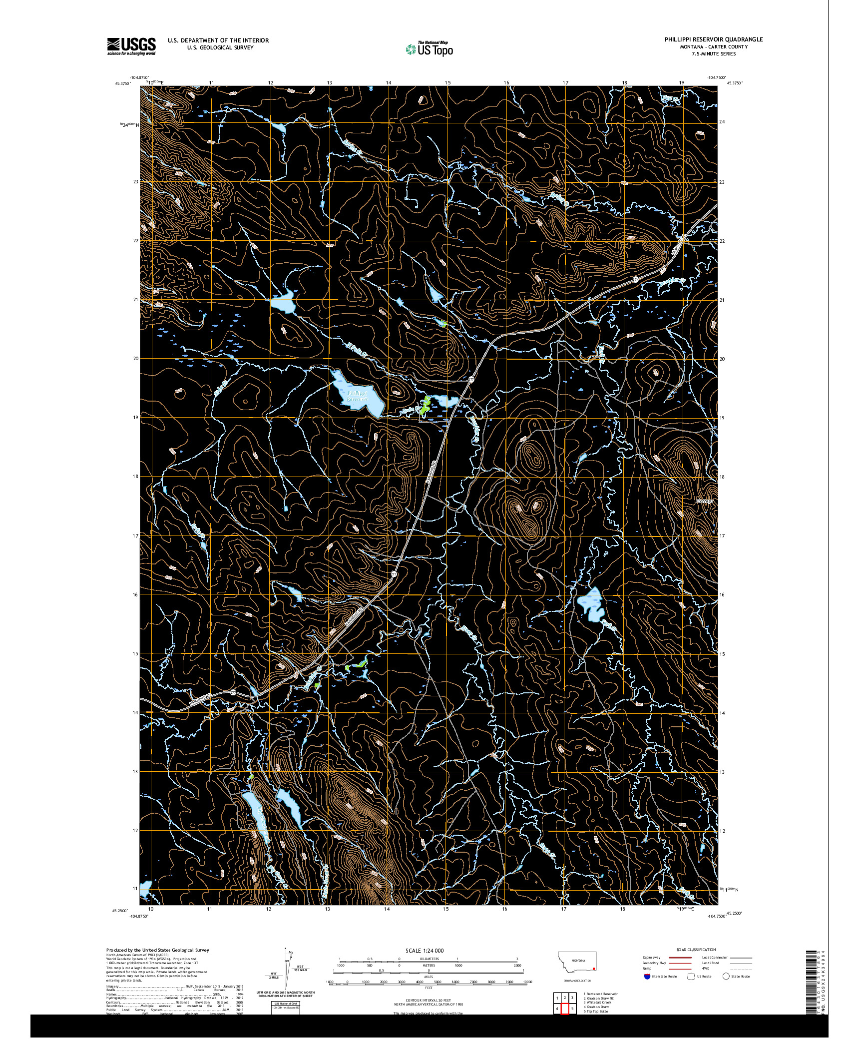 USGS US TOPO 7.5-MINUTE MAP FOR PHILLIPPI RESERVOIR, MT 2020
