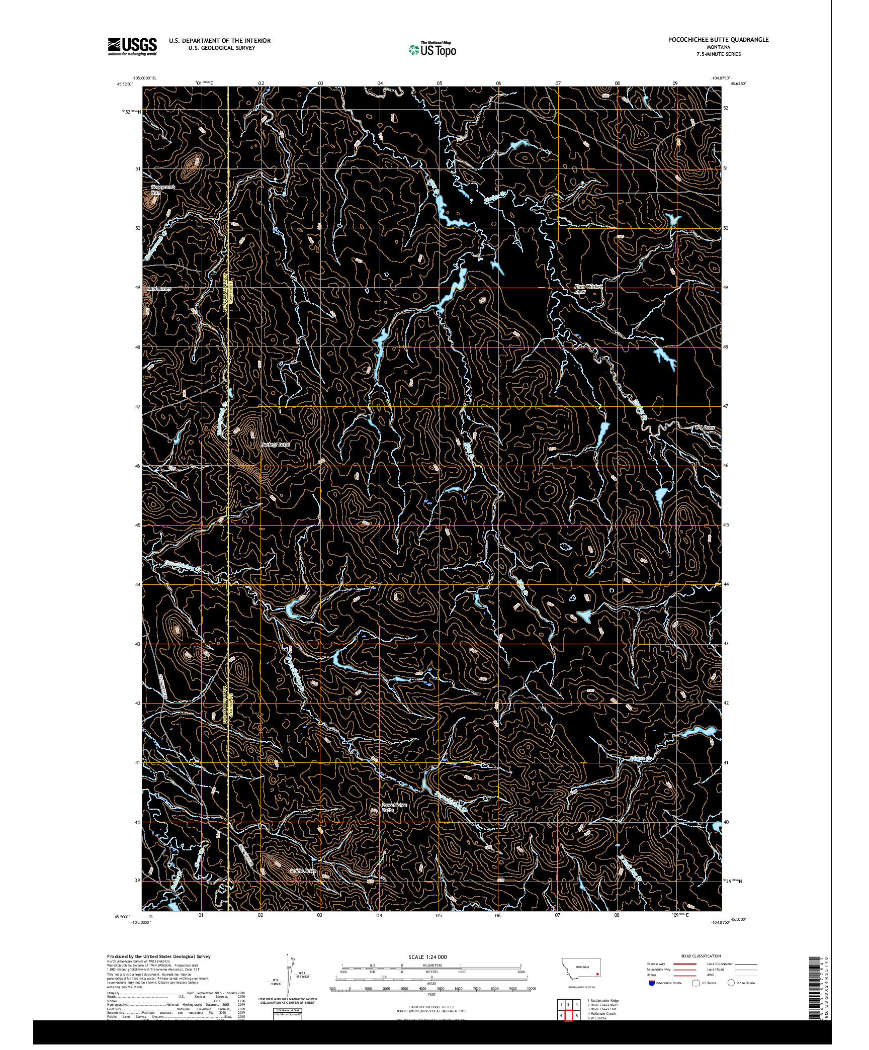 USGS US TOPO 7.5-MINUTE MAP FOR POCOCHICHEE BUTTE, MT 2020