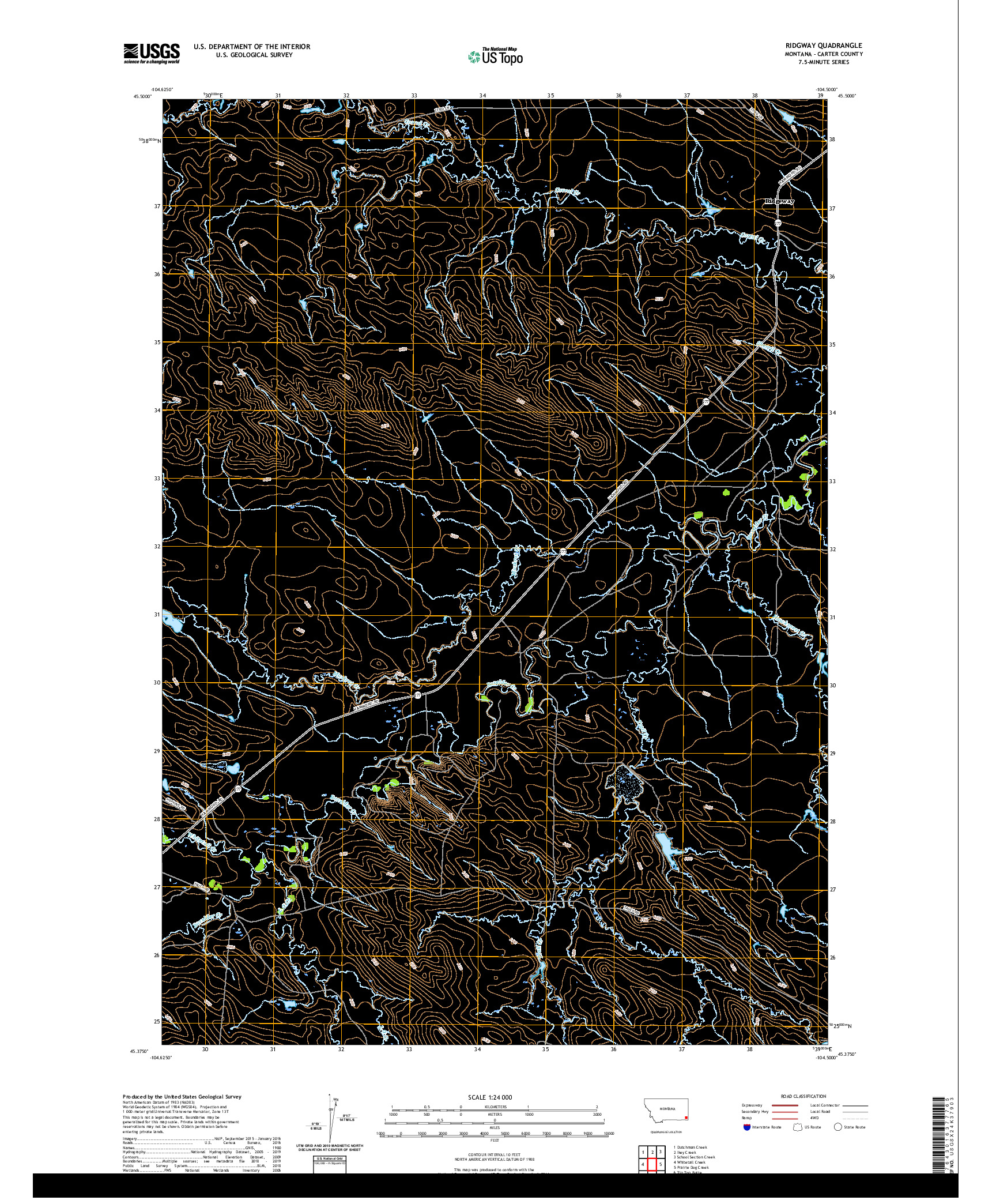 USGS US TOPO 7.5-MINUTE MAP FOR RIDGWAY, MT 2020