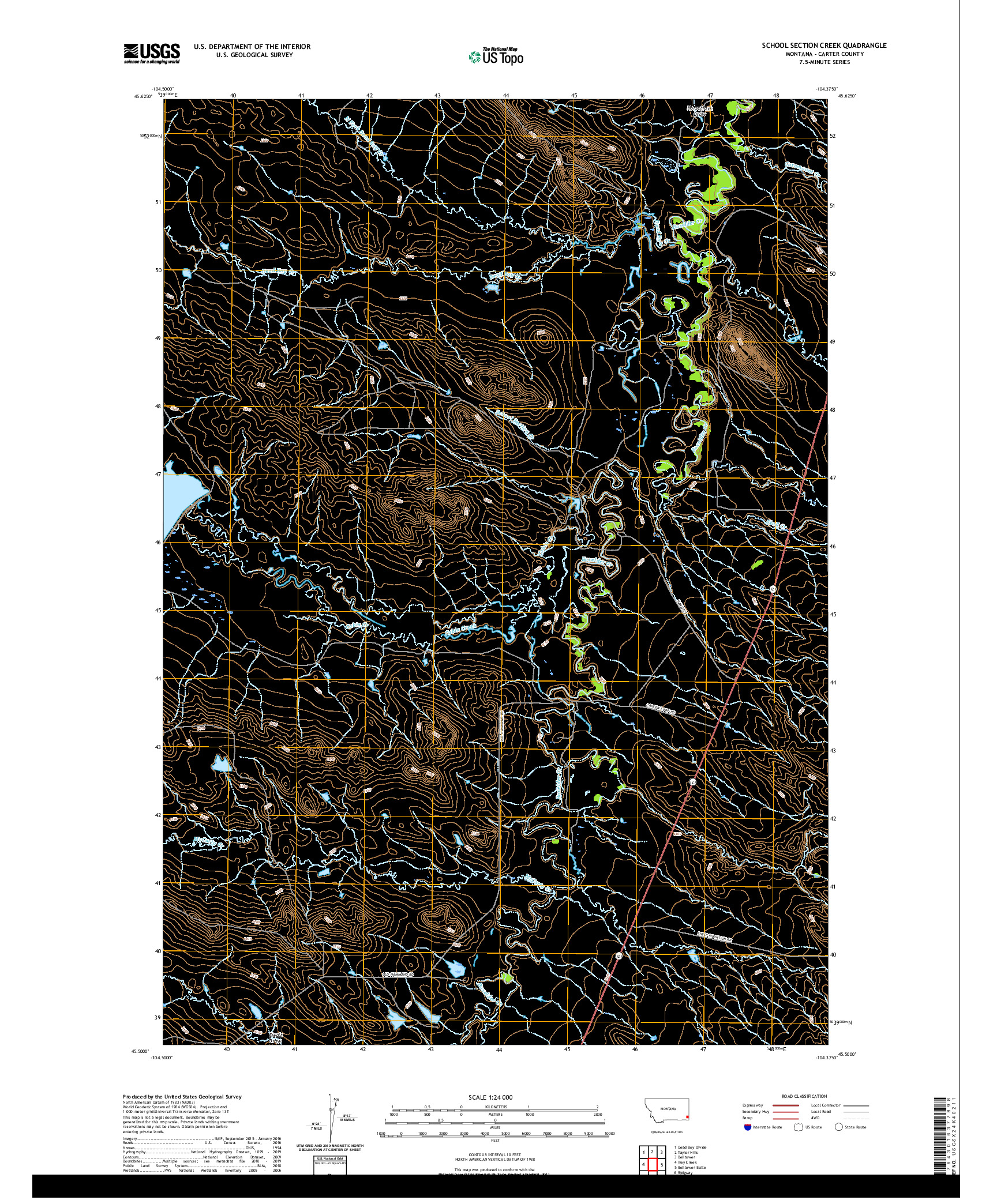 USGS US TOPO 7.5-MINUTE MAP FOR SCHOOL SECTION CREEK, MT 2020