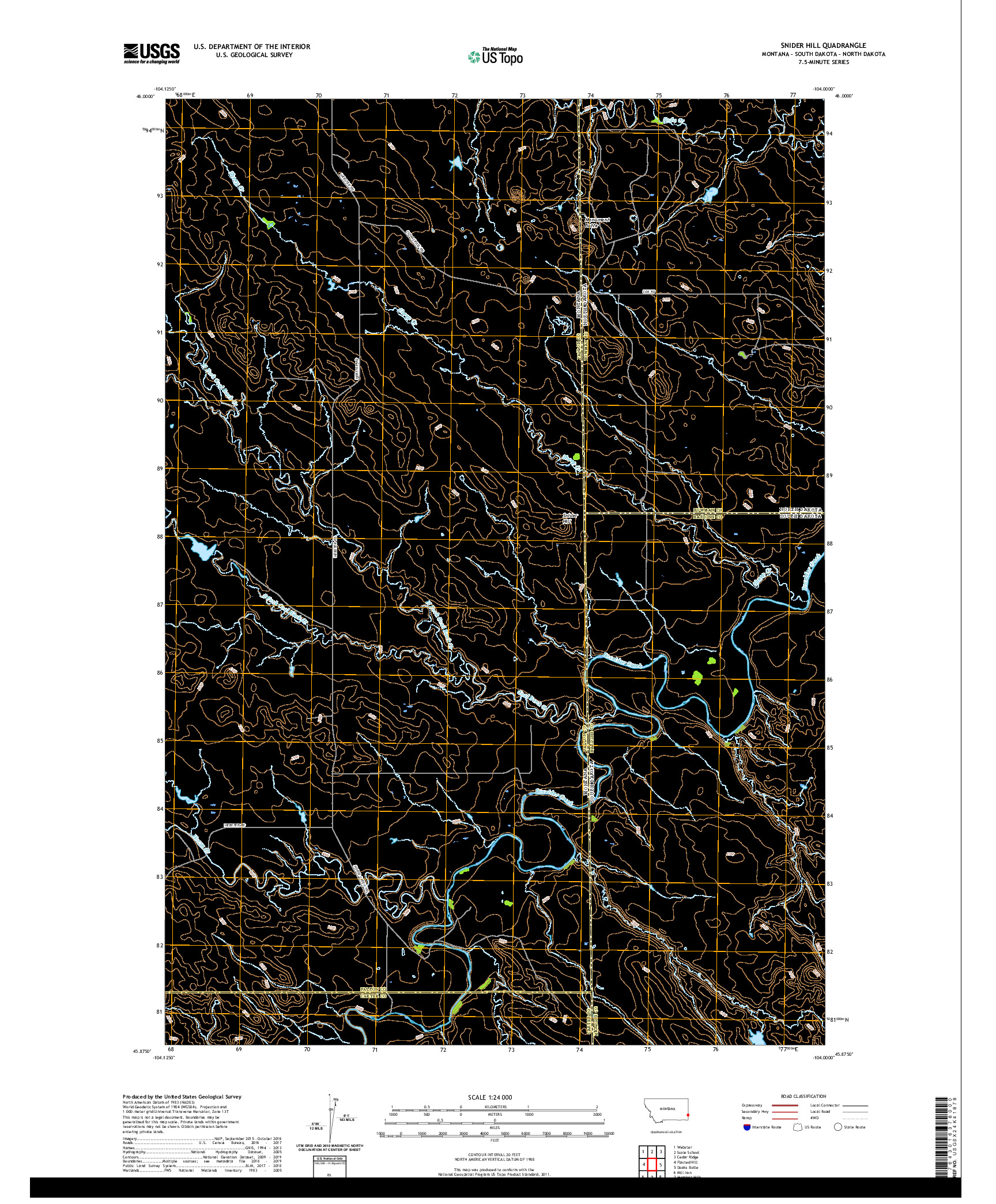 USGS US TOPO 7.5-MINUTE MAP FOR SNIDER HILL, MT,SD,ND 2020