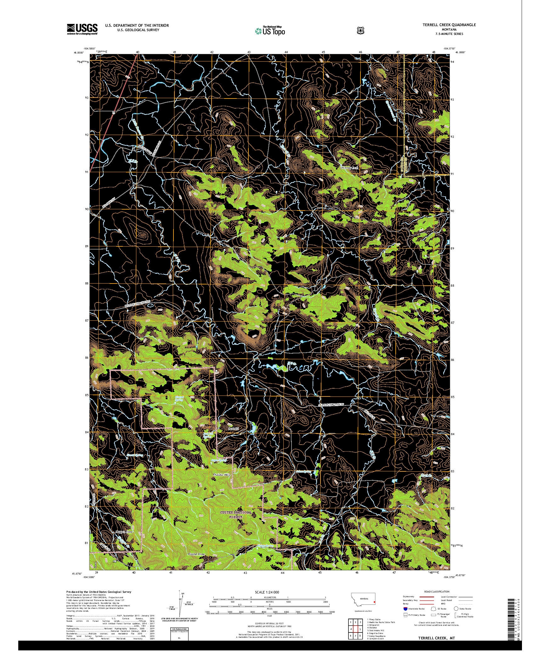 USGS US TOPO 7.5-MINUTE MAP FOR TERRELL CREEK, MT 2020