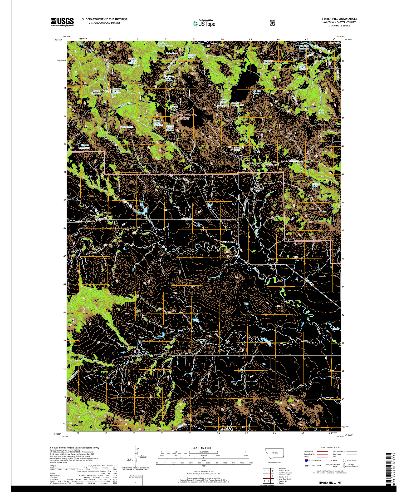 USGS US TOPO 7.5-MINUTE MAP FOR TIMBER HILL, MT 2020