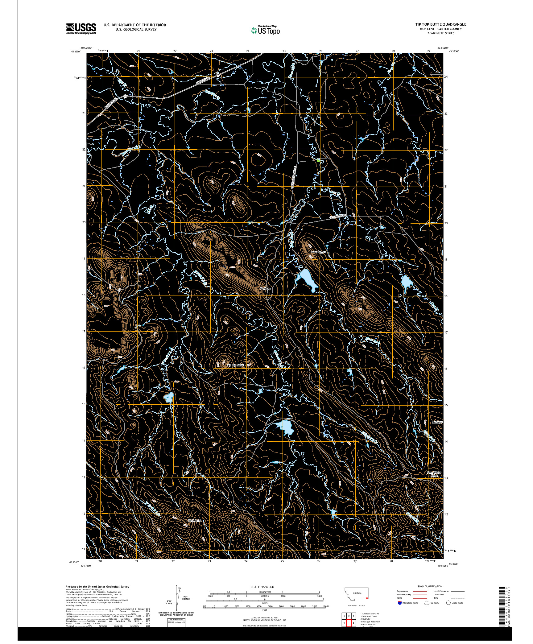 USGS US TOPO 7.5-MINUTE MAP FOR TIP TOP BUTTE, MT 2020