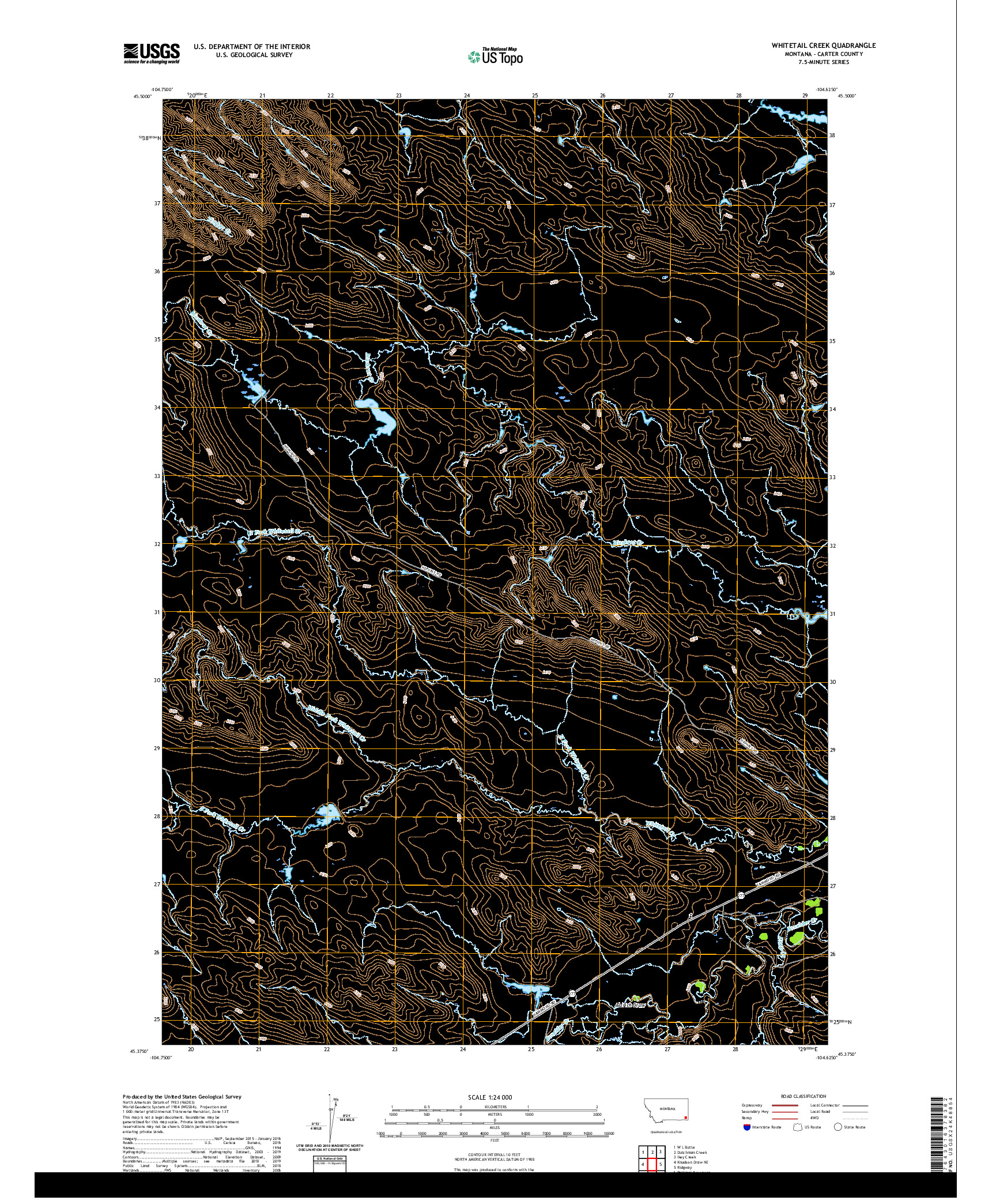 USGS US TOPO 7.5-MINUTE MAP FOR WHITETAIL CREEK, MT 2020