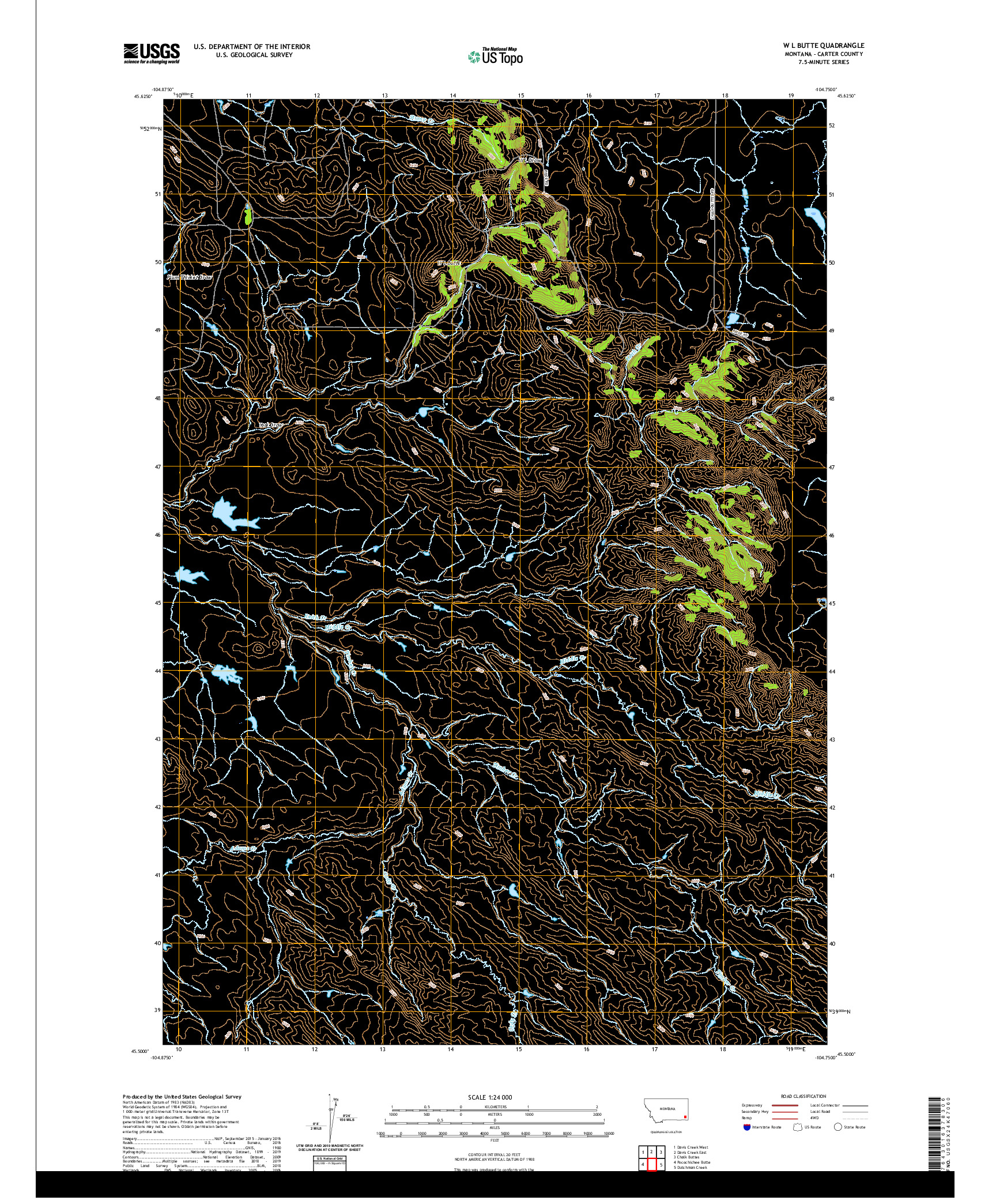 USGS US TOPO 7.5-MINUTE MAP FOR W L BUTTE, MT 2020