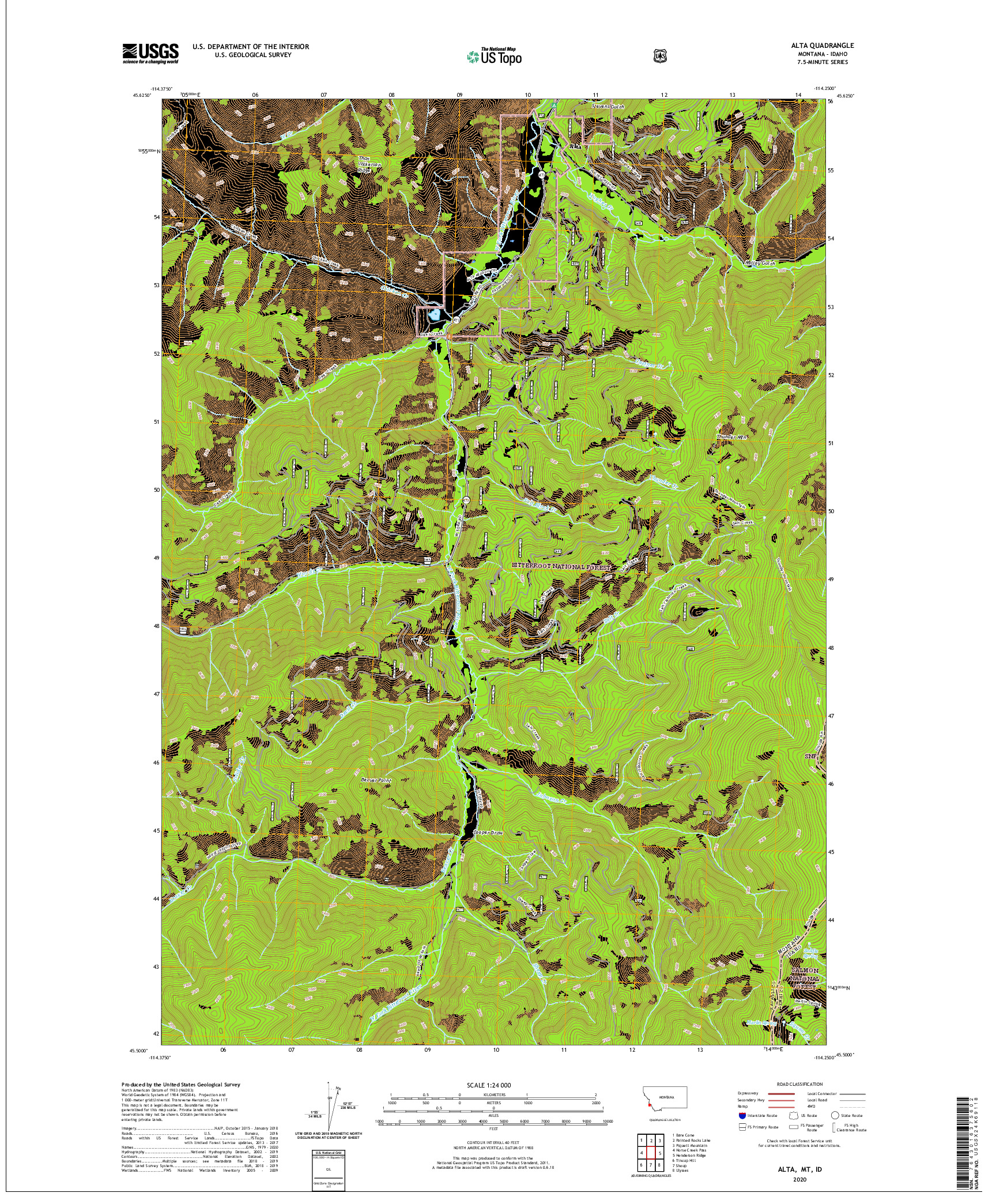 USGS US TOPO 7.5-MINUTE MAP FOR ALTA, MT,ID 2020