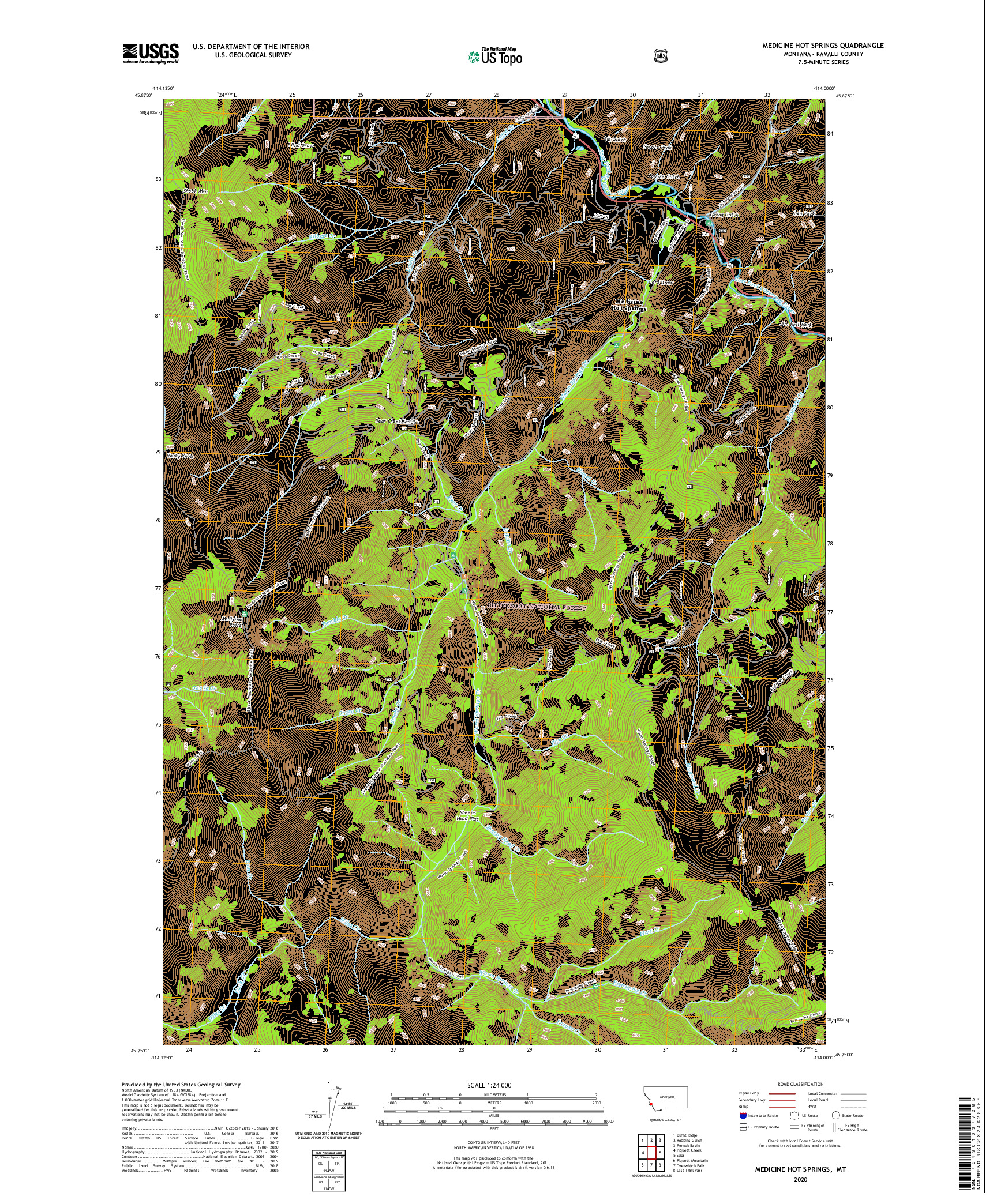 USGS US TOPO 7.5-MINUTE MAP FOR MEDICINE HOT SPRINGS, MT 2020