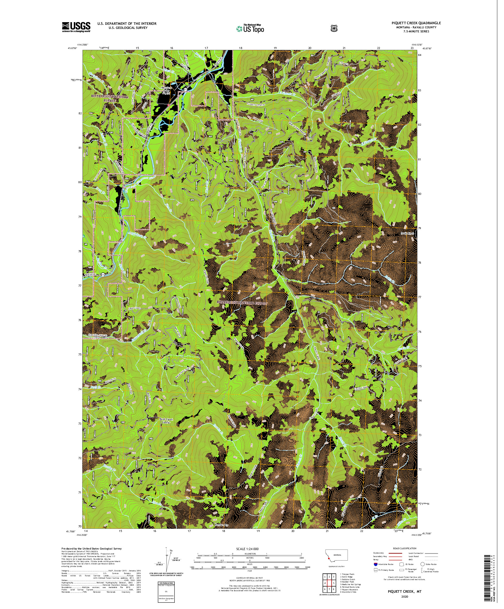 USGS US TOPO 7.5-MINUTE MAP FOR PIQUETT CREEK, MT 2020