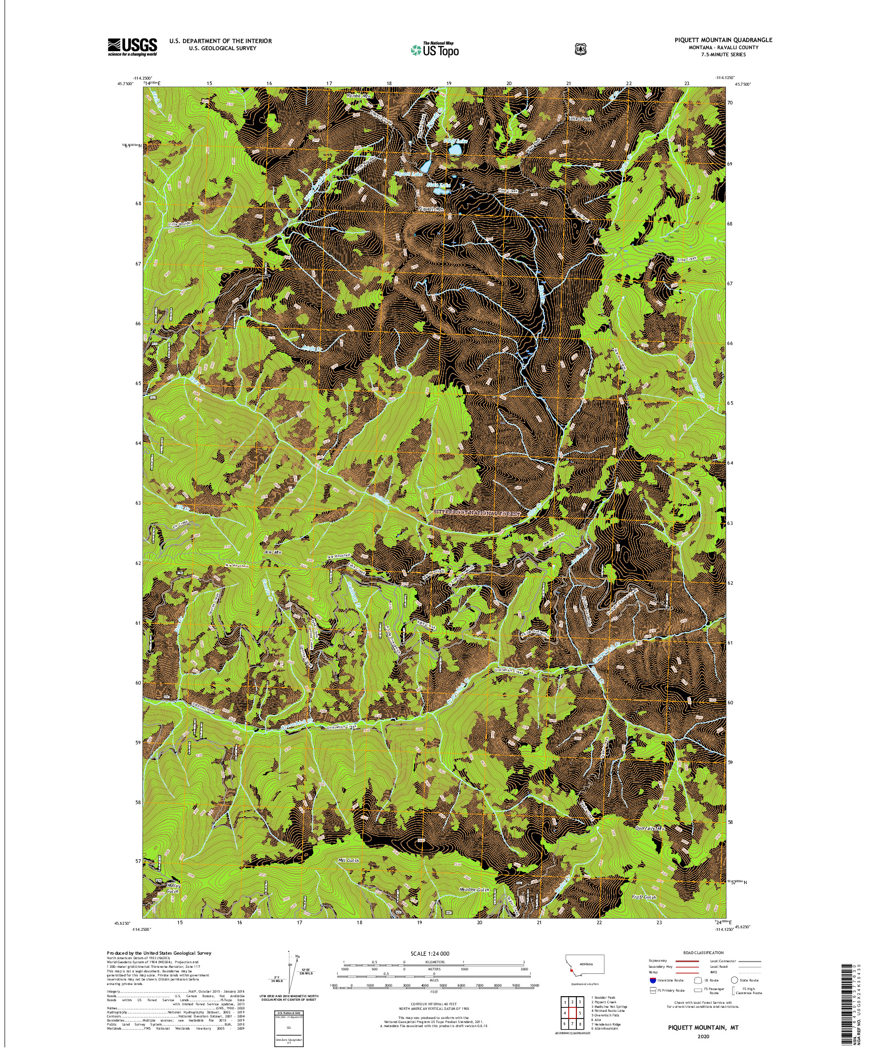 USGS US TOPO 7.5-MINUTE MAP FOR PIQUETT MOUNTAIN, MT 2020