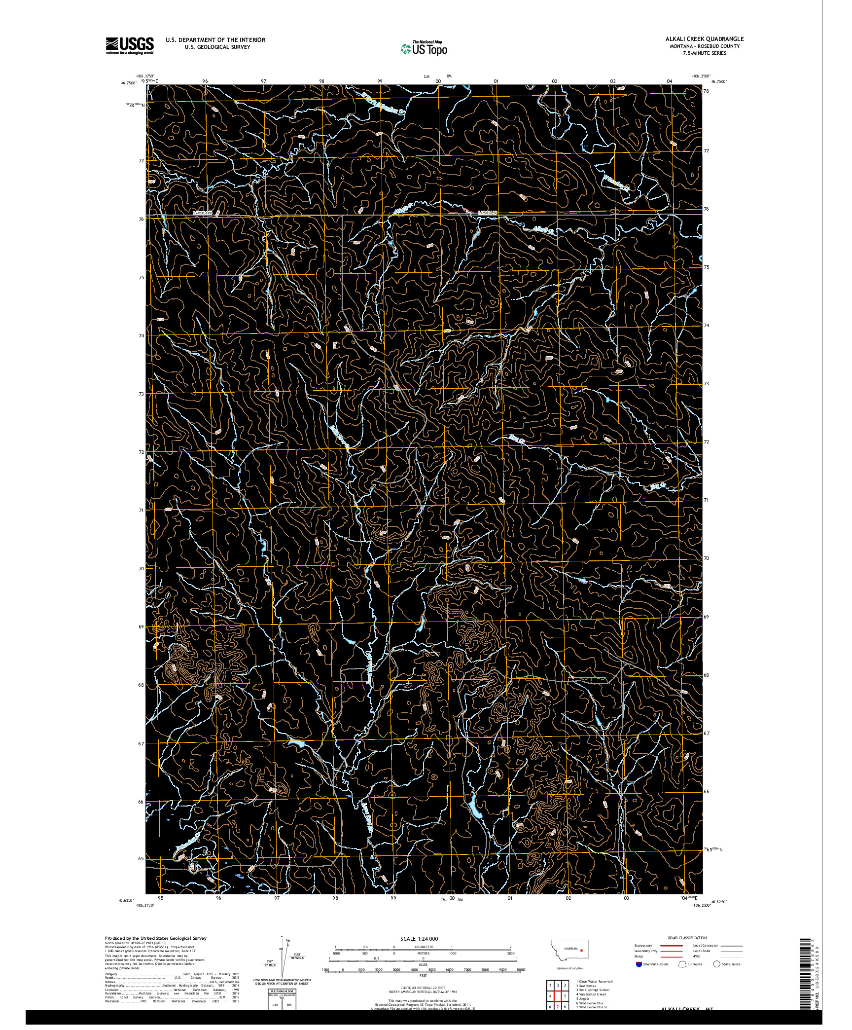 USGS US TOPO 7.5-MINUTE MAP FOR ALKALI CREEK, MT 2020