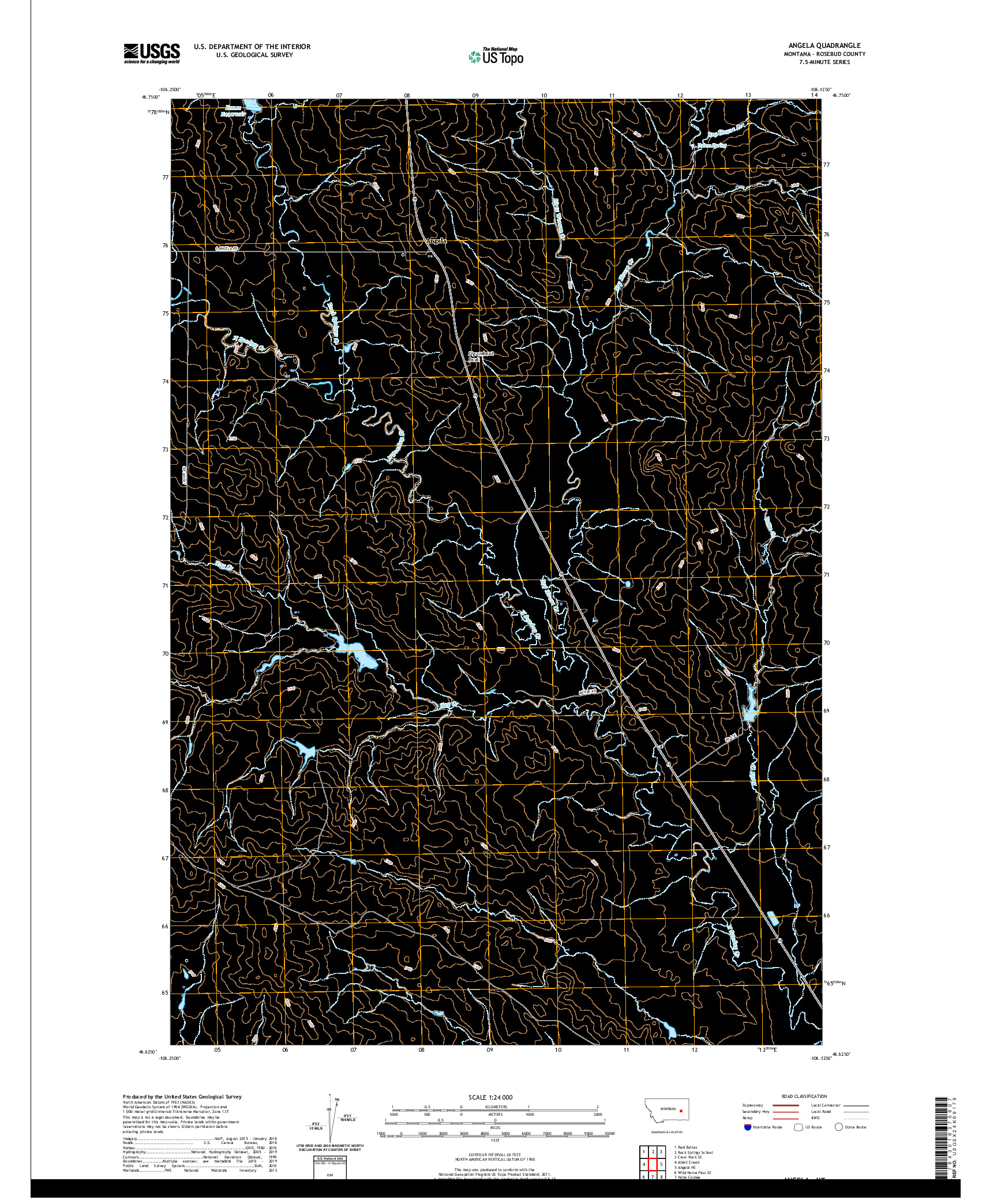 USGS US TOPO 7.5-MINUTE MAP FOR ANGELA, MT 2020