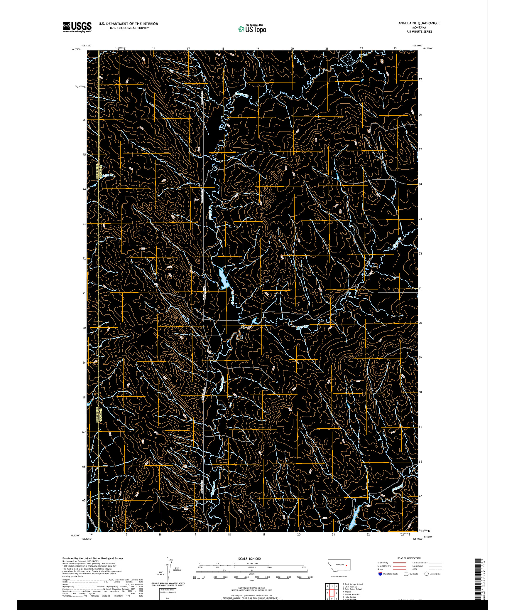 USGS US TOPO 7.5-MINUTE MAP FOR ANGELA NE, MT 2020
