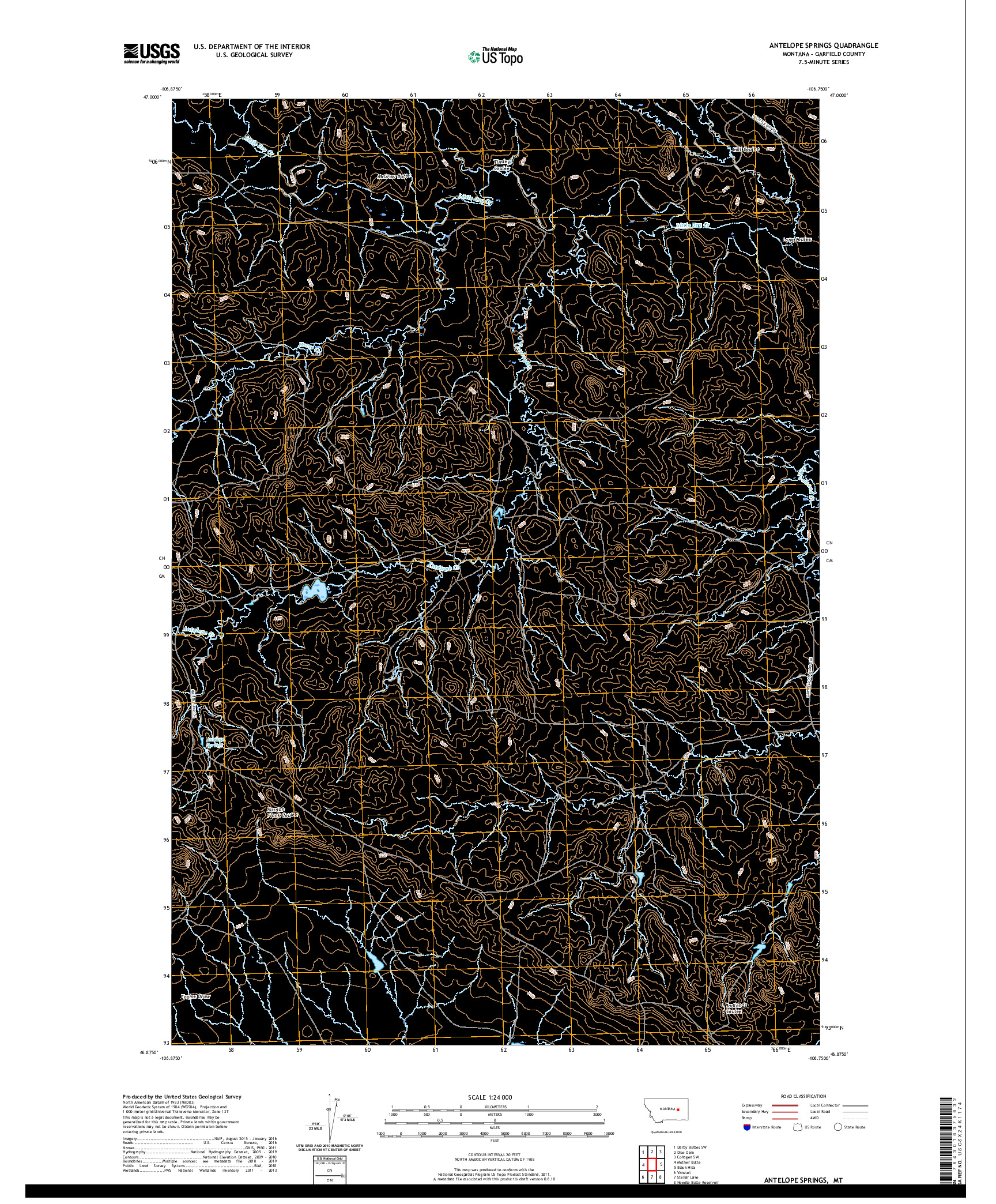 USGS US TOPO 7.5-MINUTE MAP FOR ANTELOPE SPRINGS, MT 2020