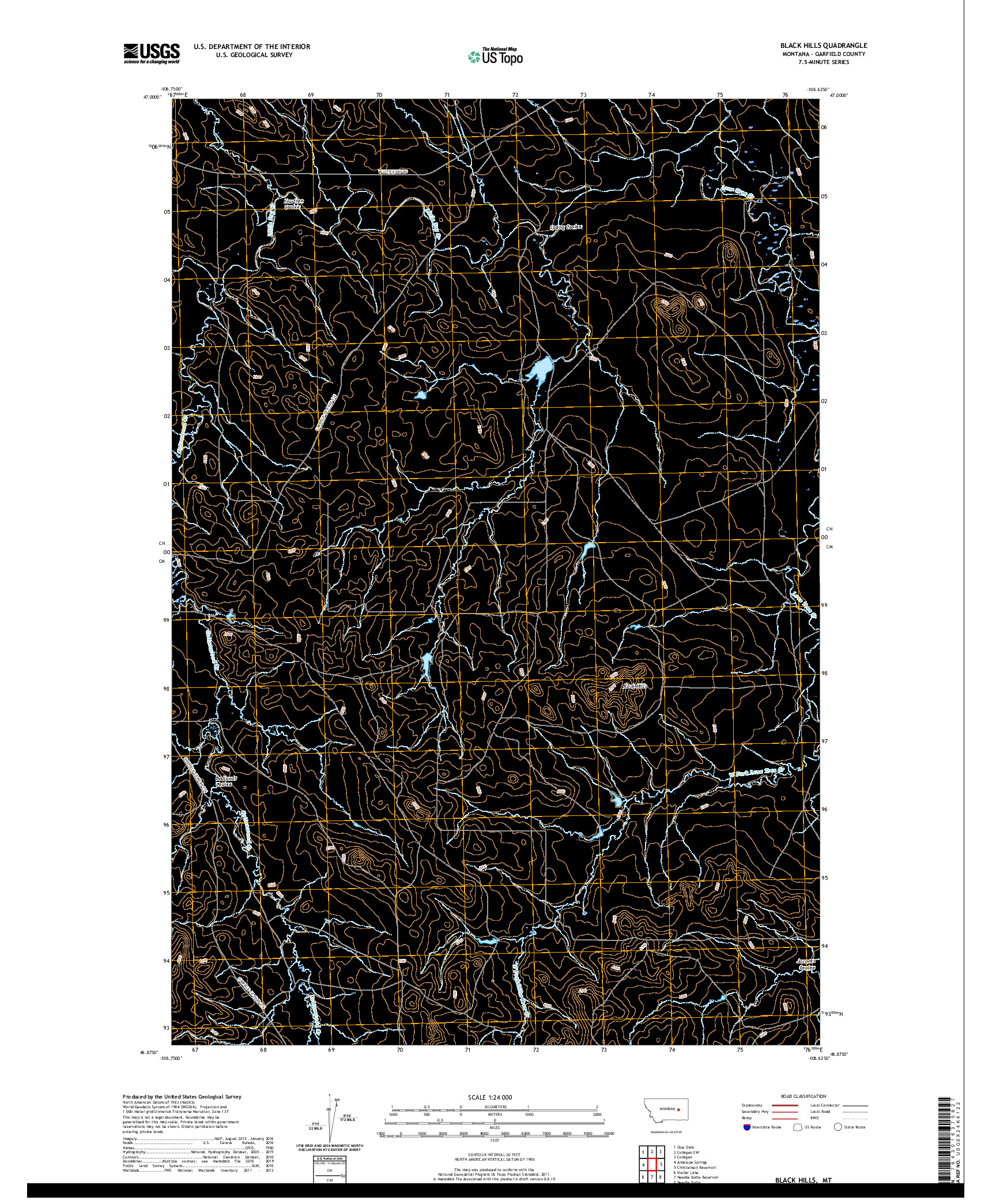 USGS US TOPO 7.5-MINUTE MAP FOR BLACK HILLS, MT 2020