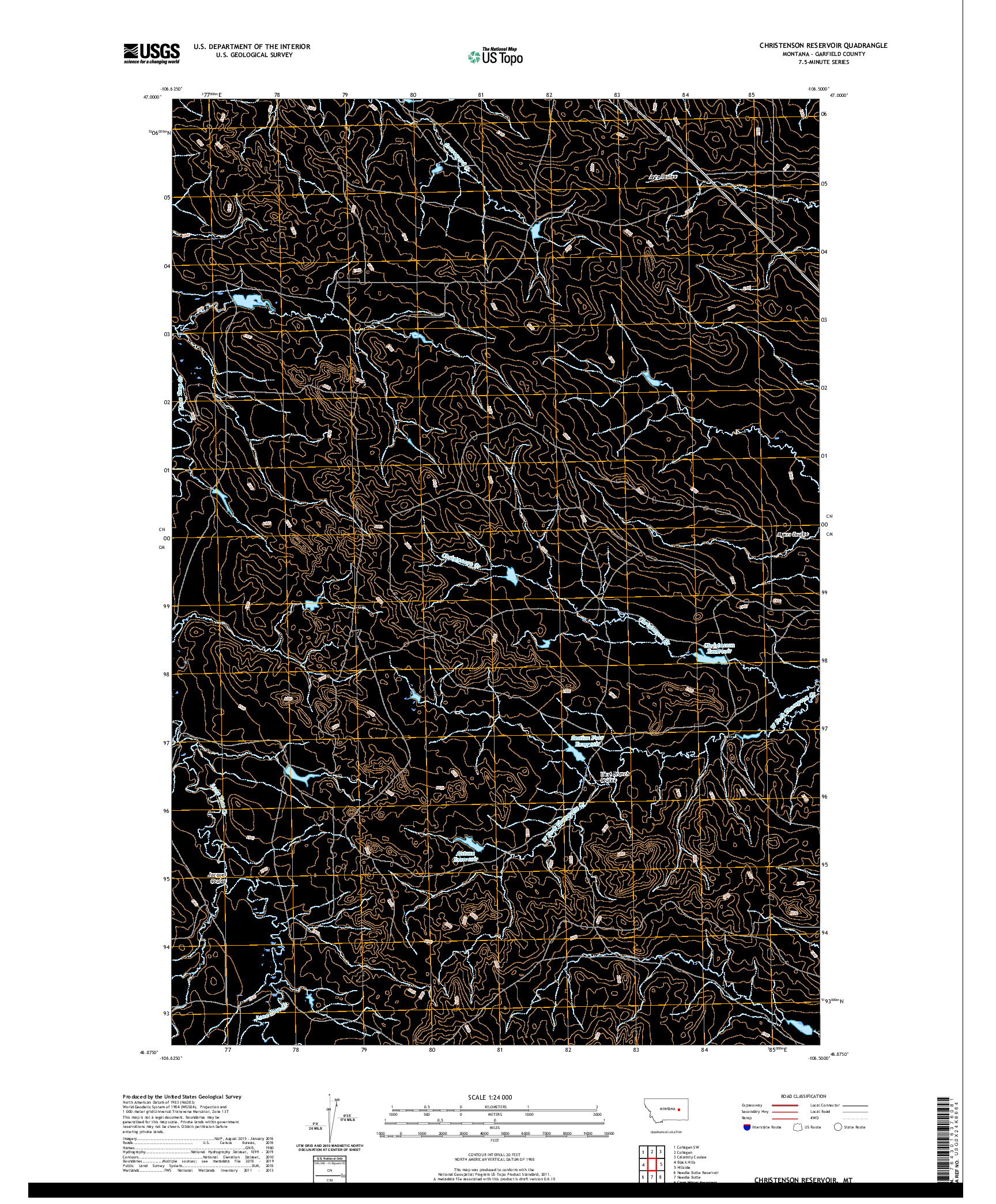 USGS US TOPO 7.5-MINUTE MAP FOR CHRISTENSON RESERVOIR, MT 2020