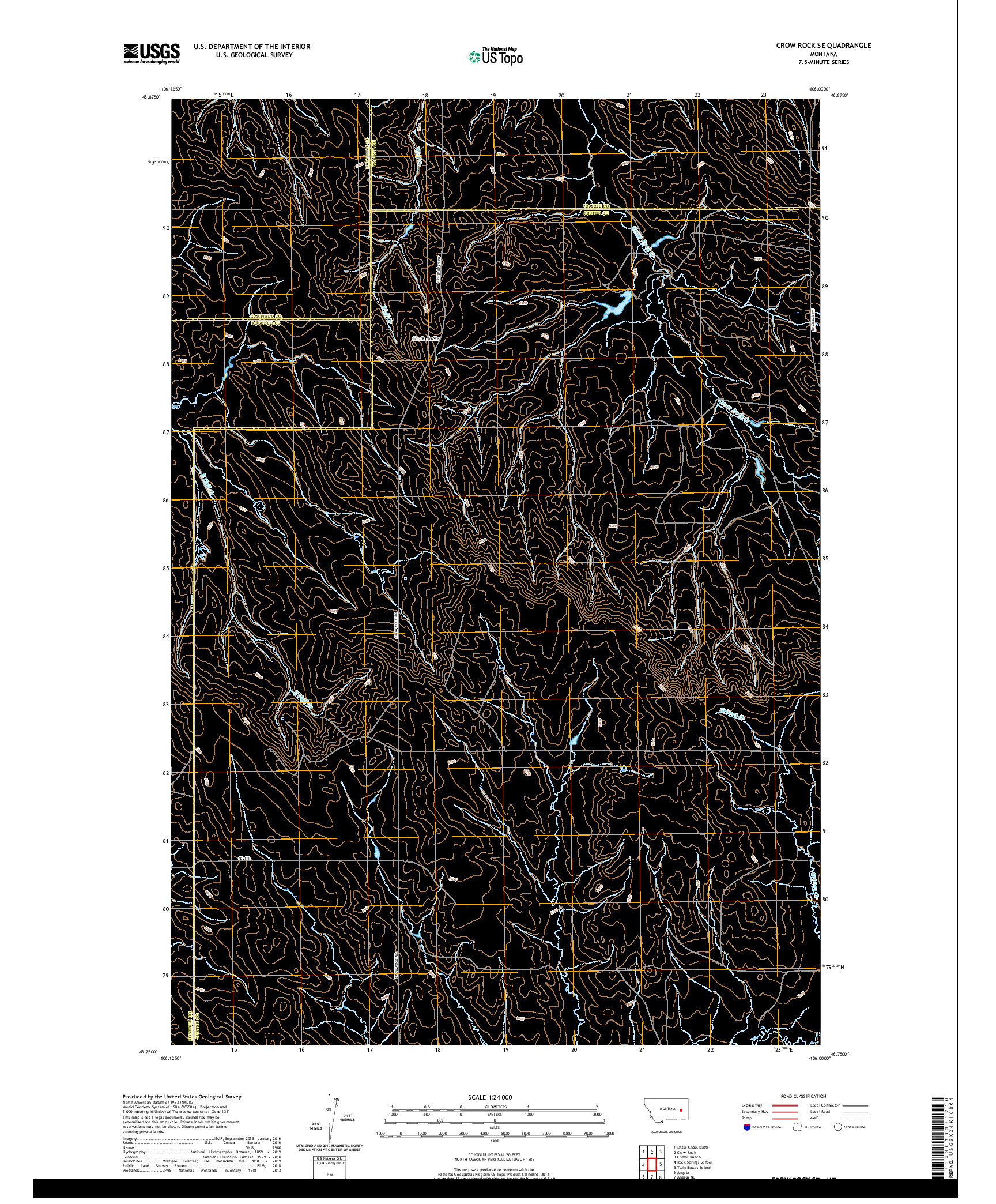 USGS US TOPO 7.5-MINUTE MAP FOR CROW ROCK SE, MT 2020