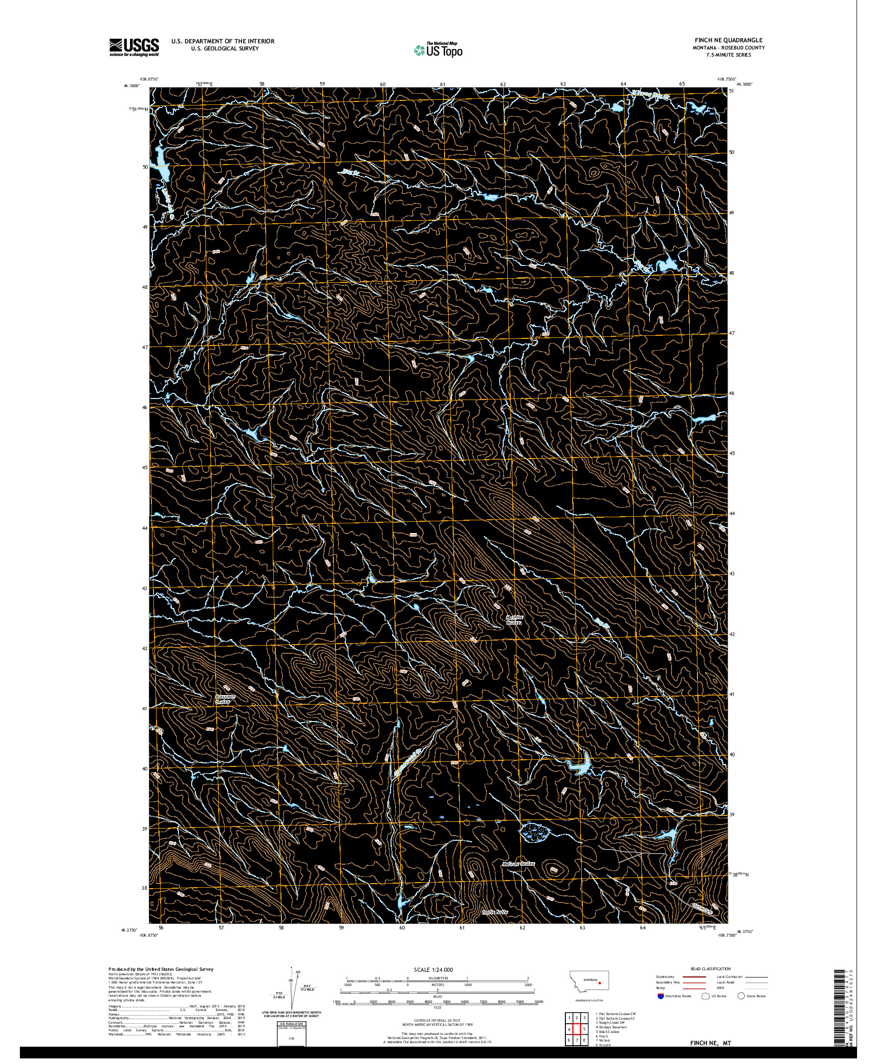 USGS US TOPO 7.5-MINUTE MAP FOR FINCH NE, MT 2020