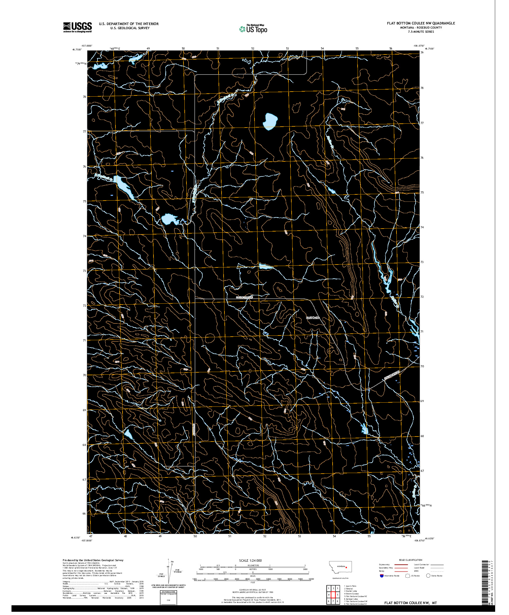 USGS US TOPO 7.5-MINUTE MAP FOR FLAT BOTTOM COULEE NW, MT 2020