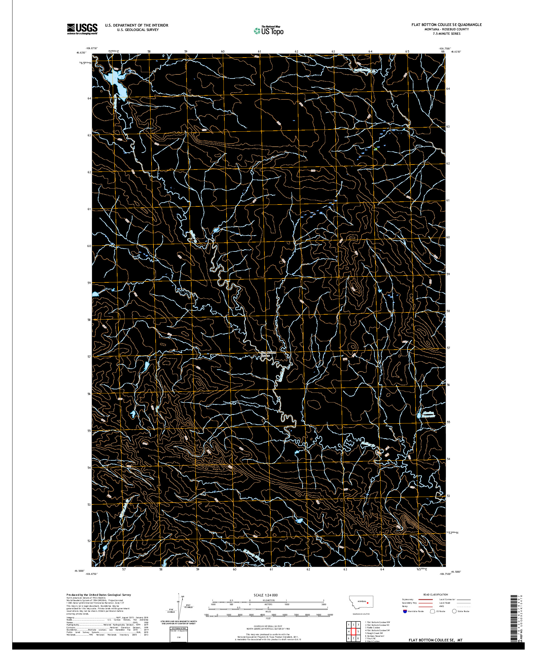 USGS US TOPO 7.5-MINUTE MAP FOR FLAT BOTTOM COULEE SE, MT 2020