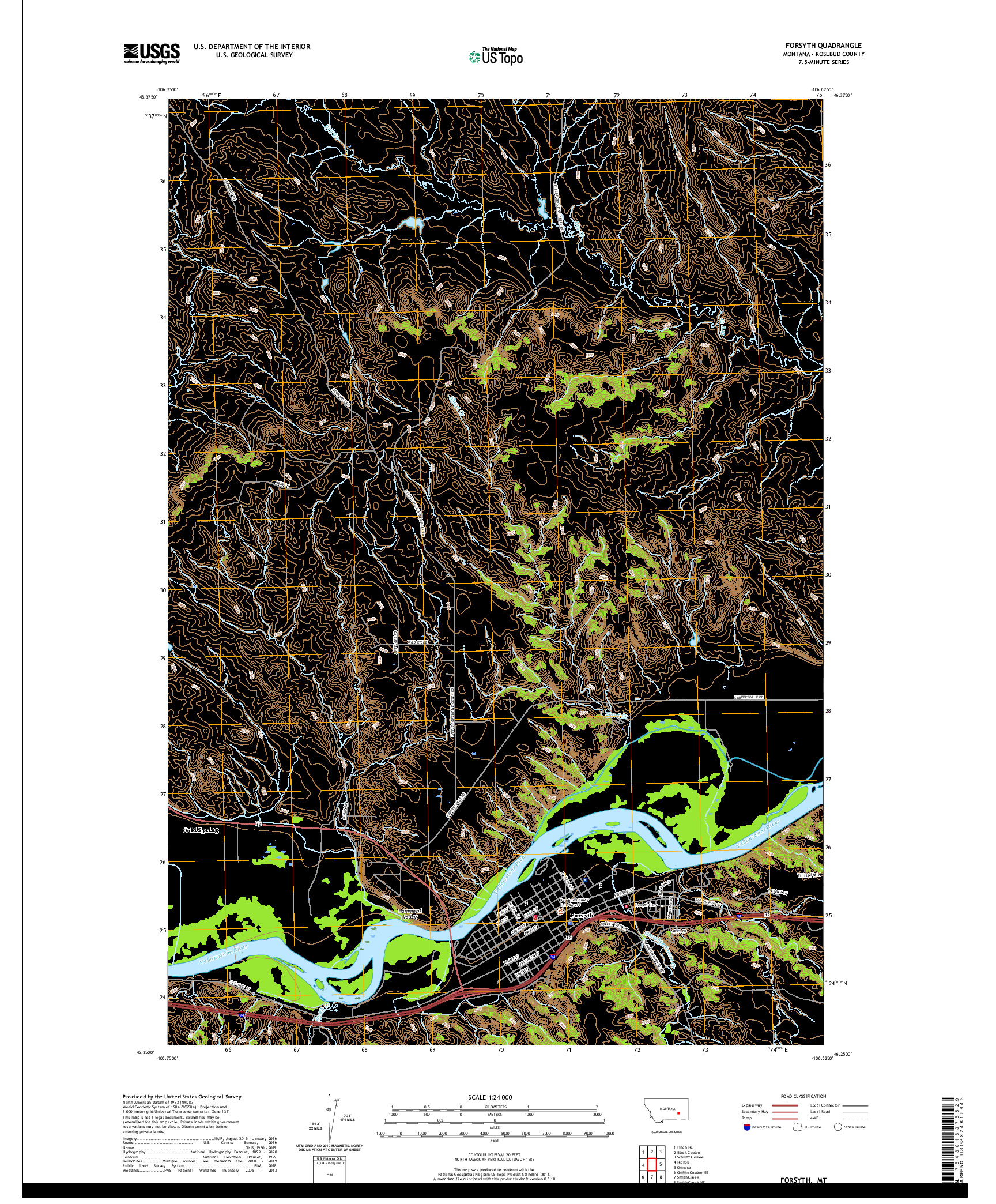 USGS US TOPO 7.5-MINUTE MAP FOR FORSYTH, MT 2020