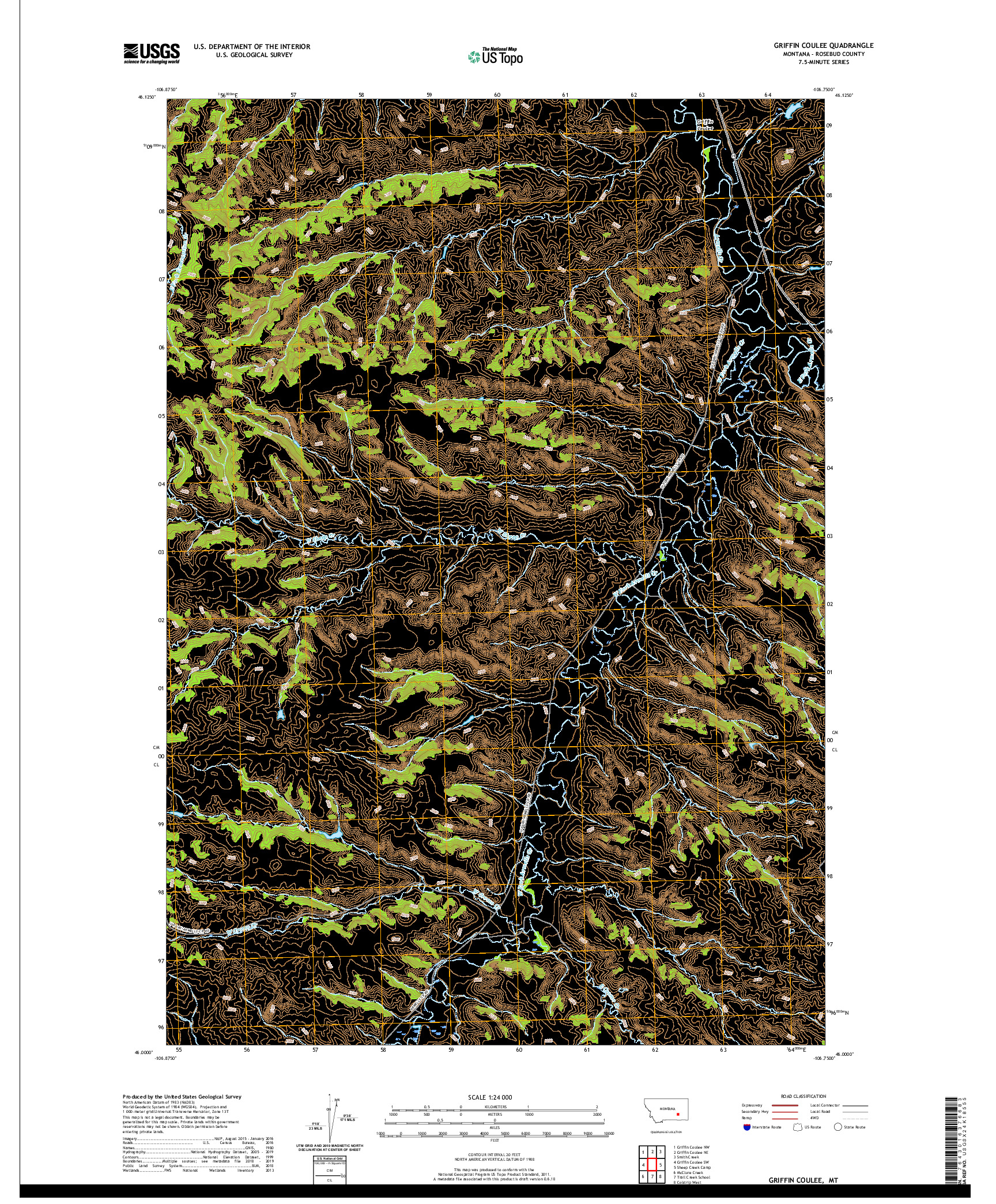 USGS US TOPO 7.5-MINUTE MAP FOR GRIFFIN COULEE, MT 2020