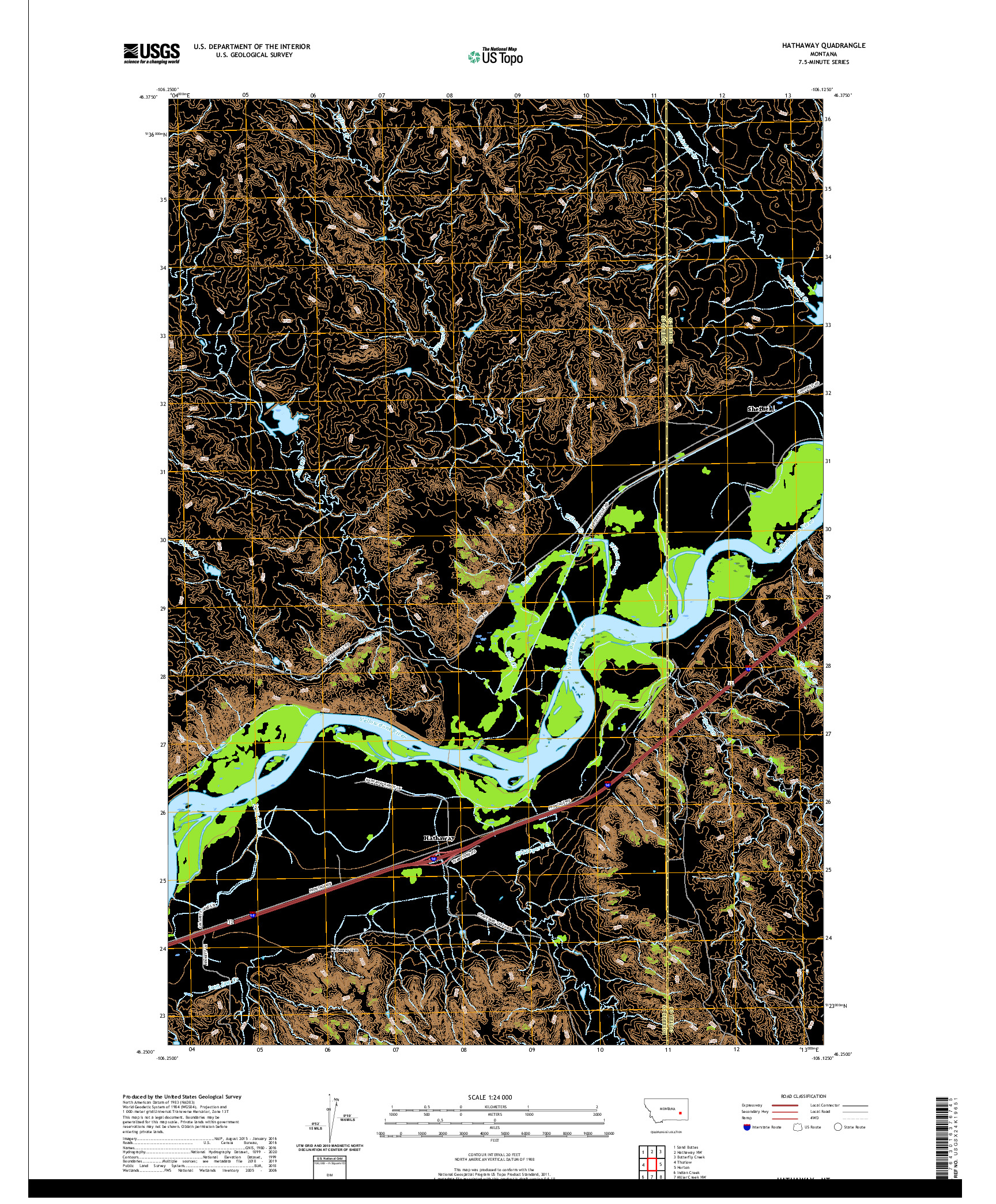 USGS US TOPO 7.5-MINUTE MAP FOR HATHAWAY, MT 2020