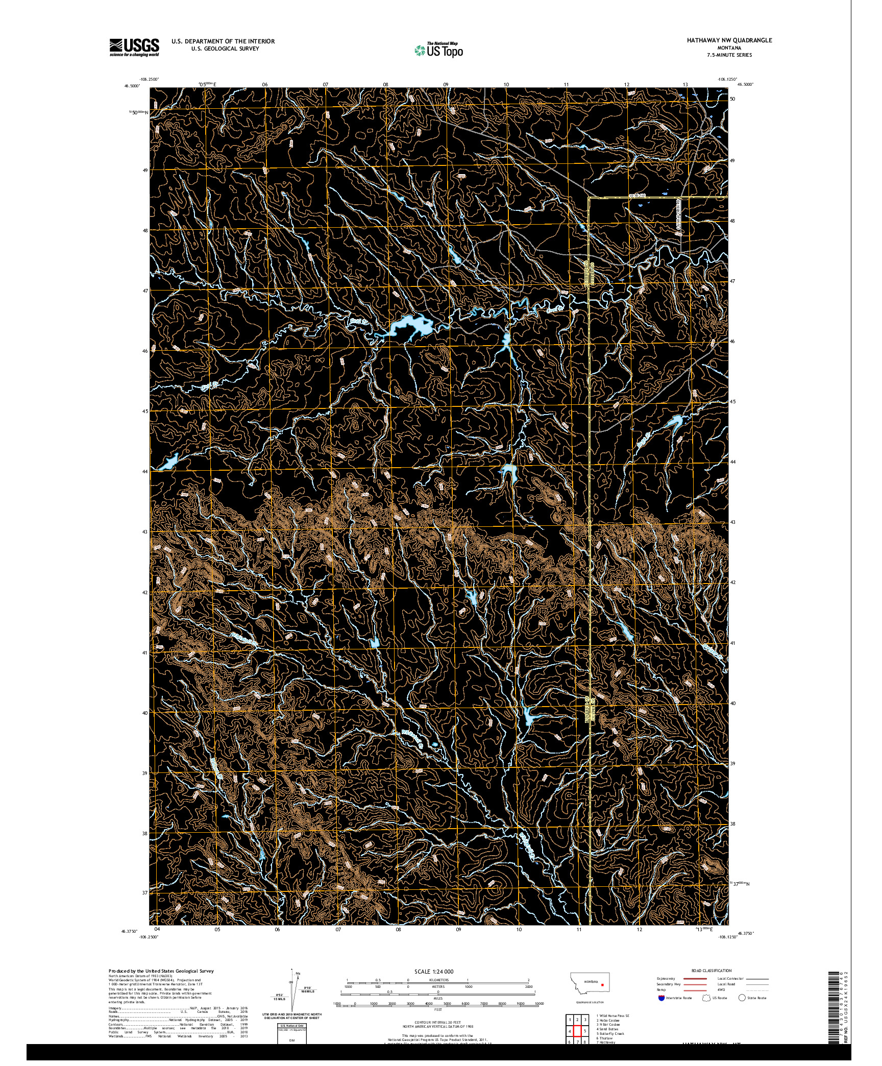 USGS US TOPO 7.5-MINUTE MAP FOR HATHAWAY NW, MT 2020