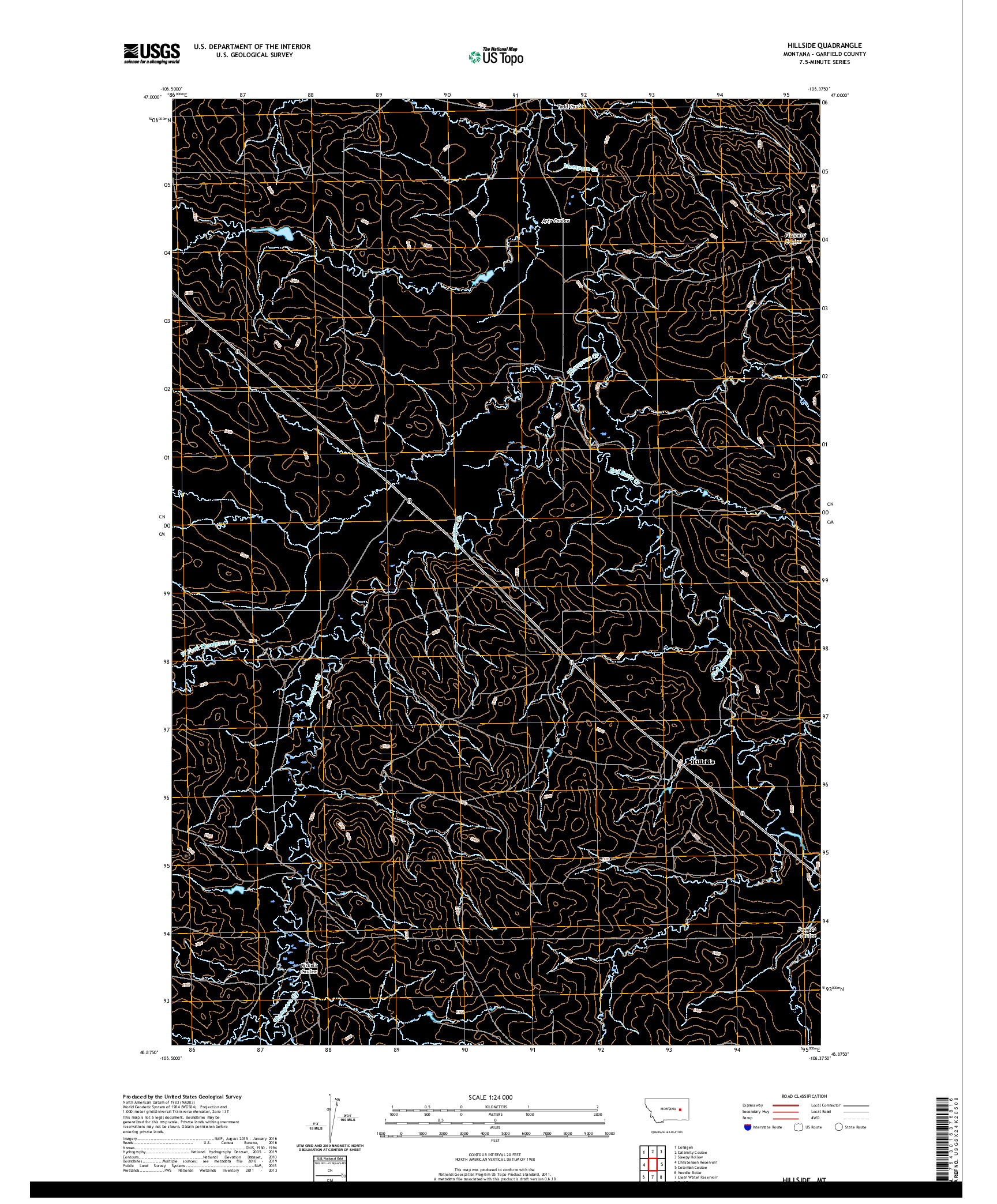 USGS US TOPO 7.5-MINUTE MAP FOR HILLSIDE, MT 2020