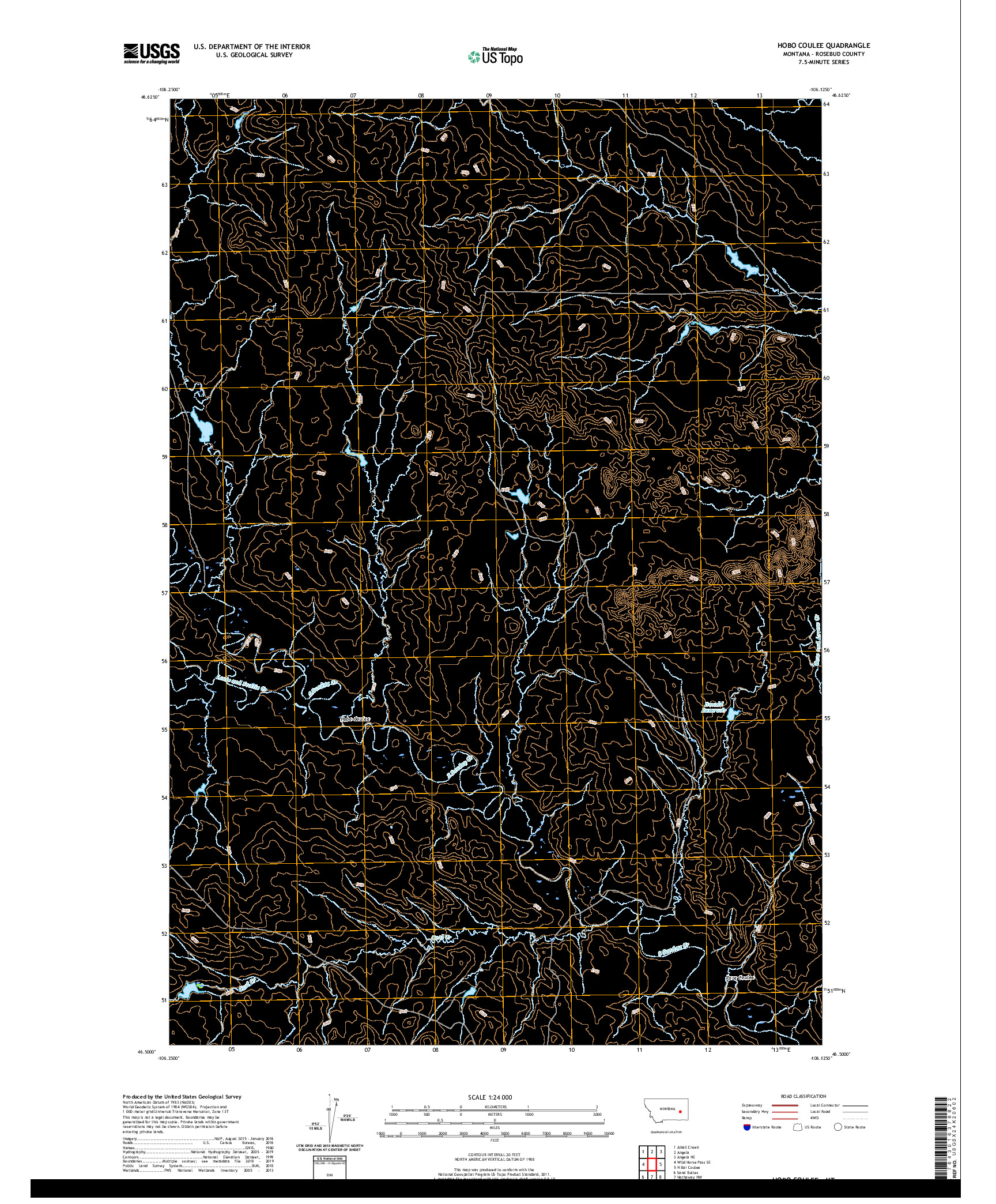 USGS US TOPO 7.5-MINUTE MAP FOR HOBO COULEE, MT 2020