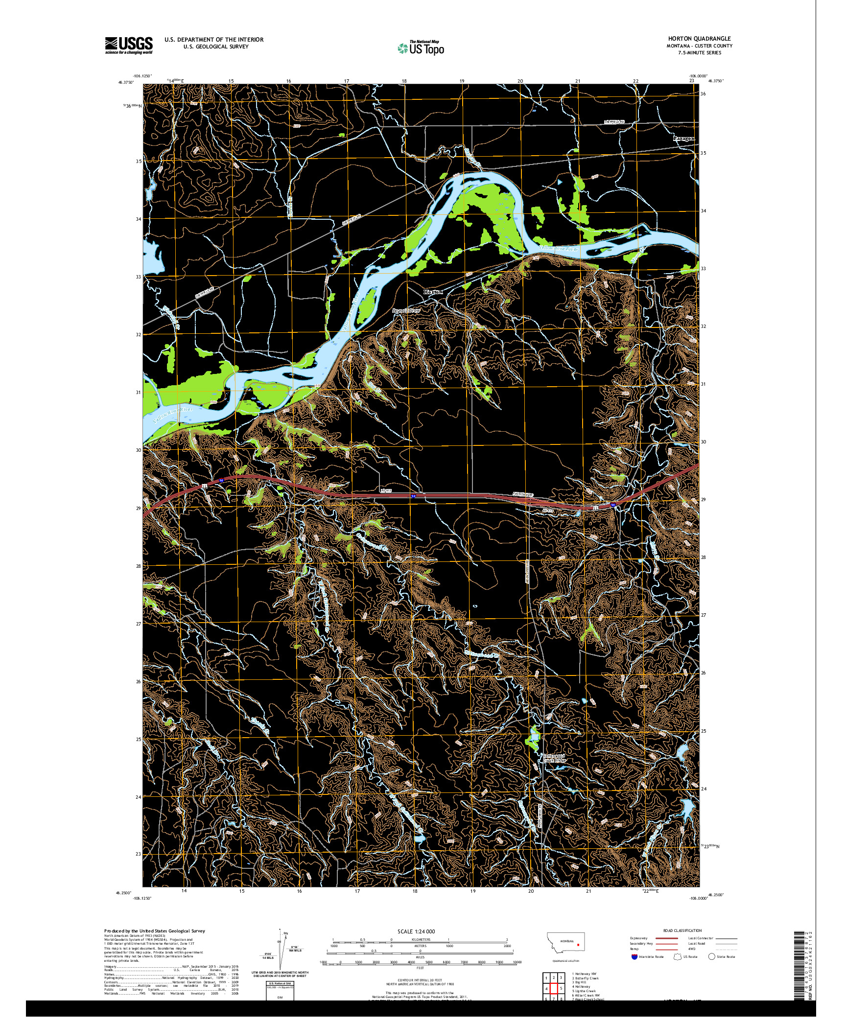 USGS US TOPO 7.5-MINUTE MAP FOR HORTON, MT 2020