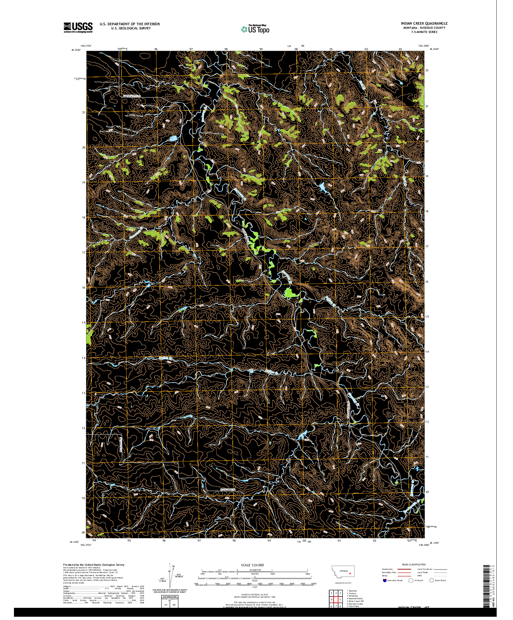 USGS US TOPO 7.5-MINUTE MAP FOR INDIAN CREEK, MT 2020