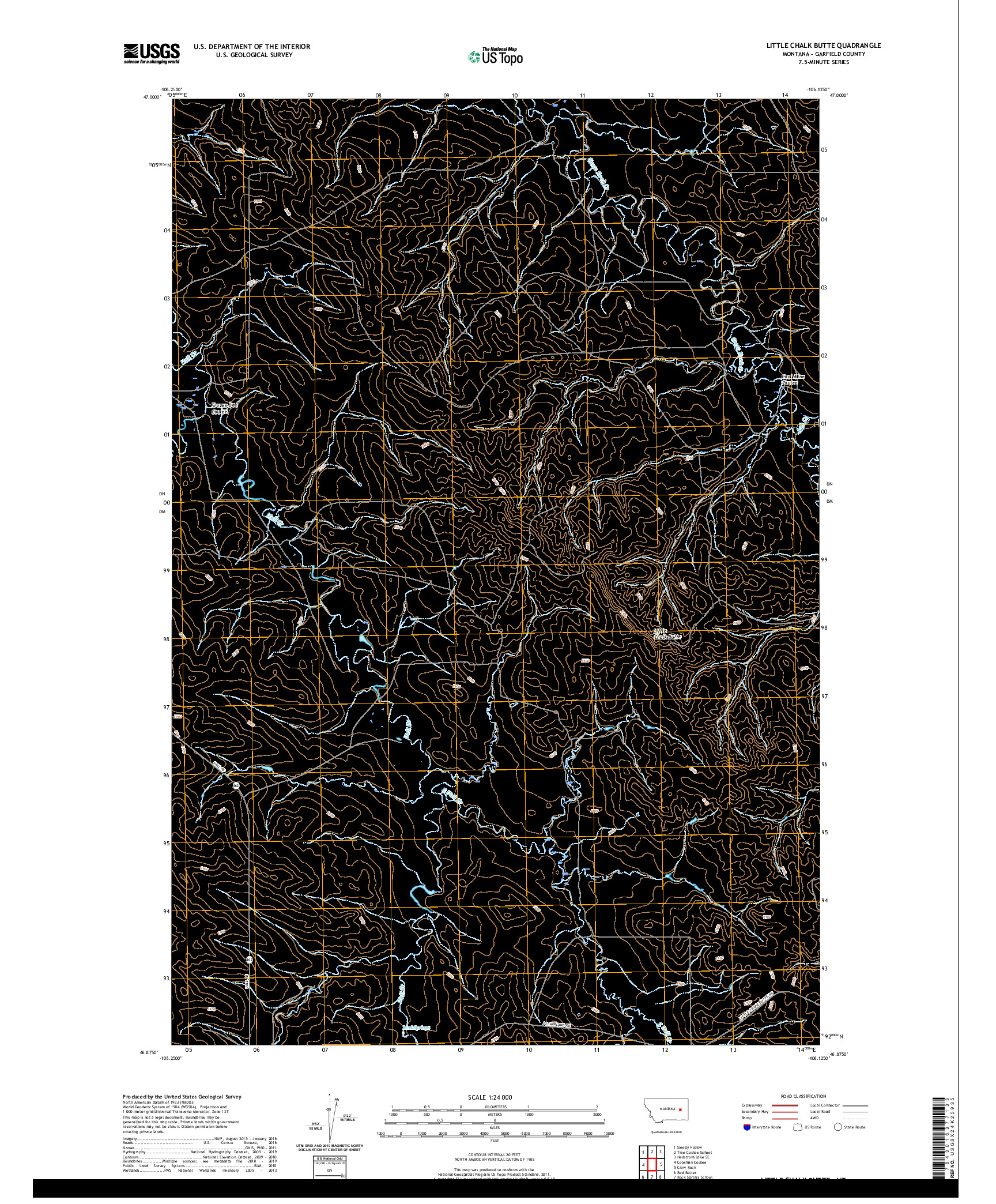 USGS US TOPO 7.5-MINUTE MAP FOR LITTLE CHALK BUTTE, MT 2020