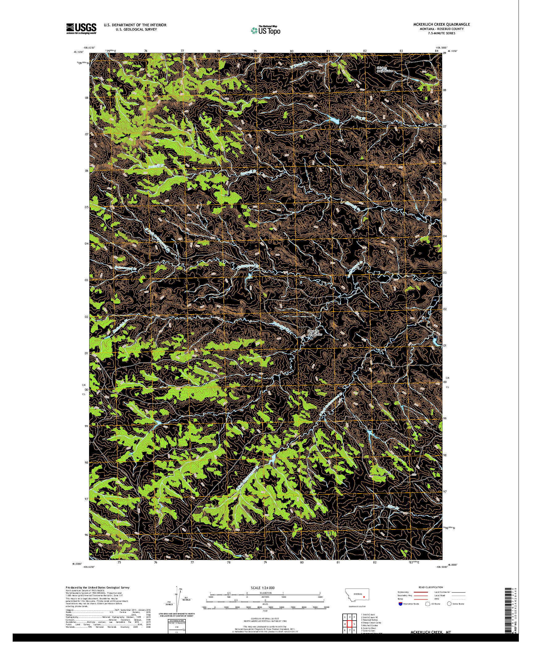 USGS US TOPO 7.5-MINUTE MAP FOR MCKERLICH CREEK, MT 2020