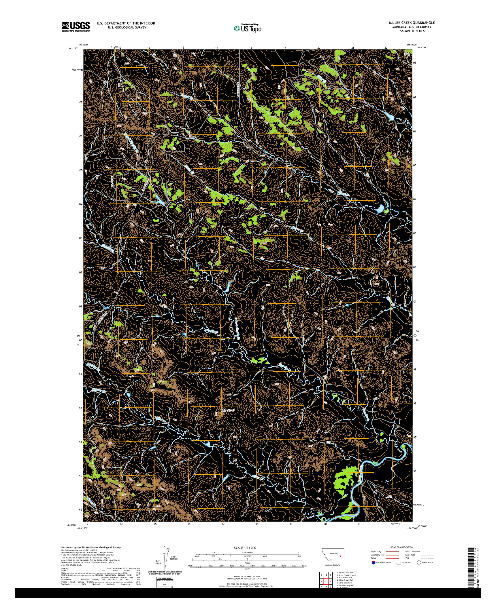 USGS US TOPO 7.5-MINUTE MAP FOR MILLER CREEK, MT 2020