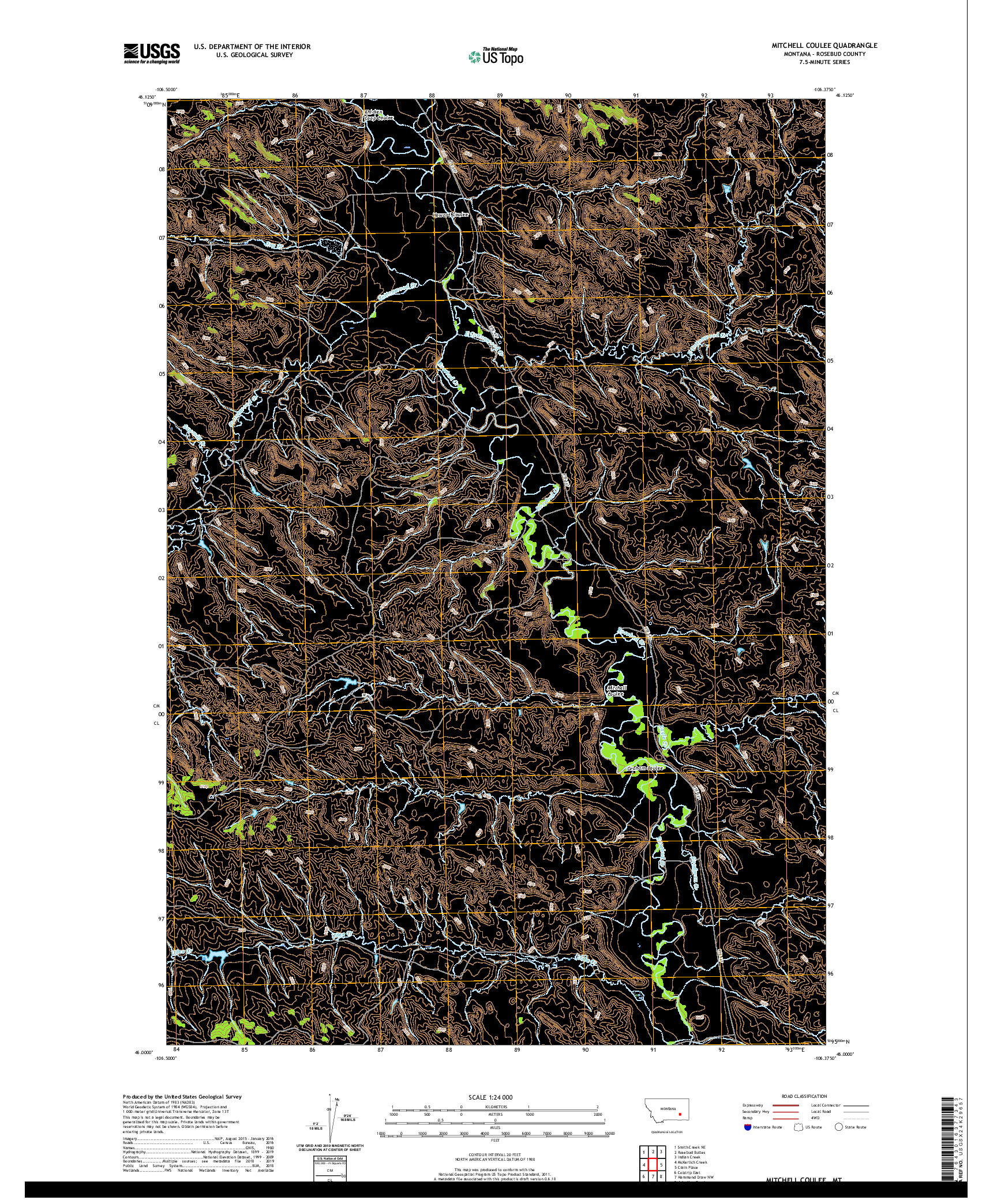USGS US TOPO 7.5-MINUTE MAP FOR MITCHELL COULEE, MT 2020