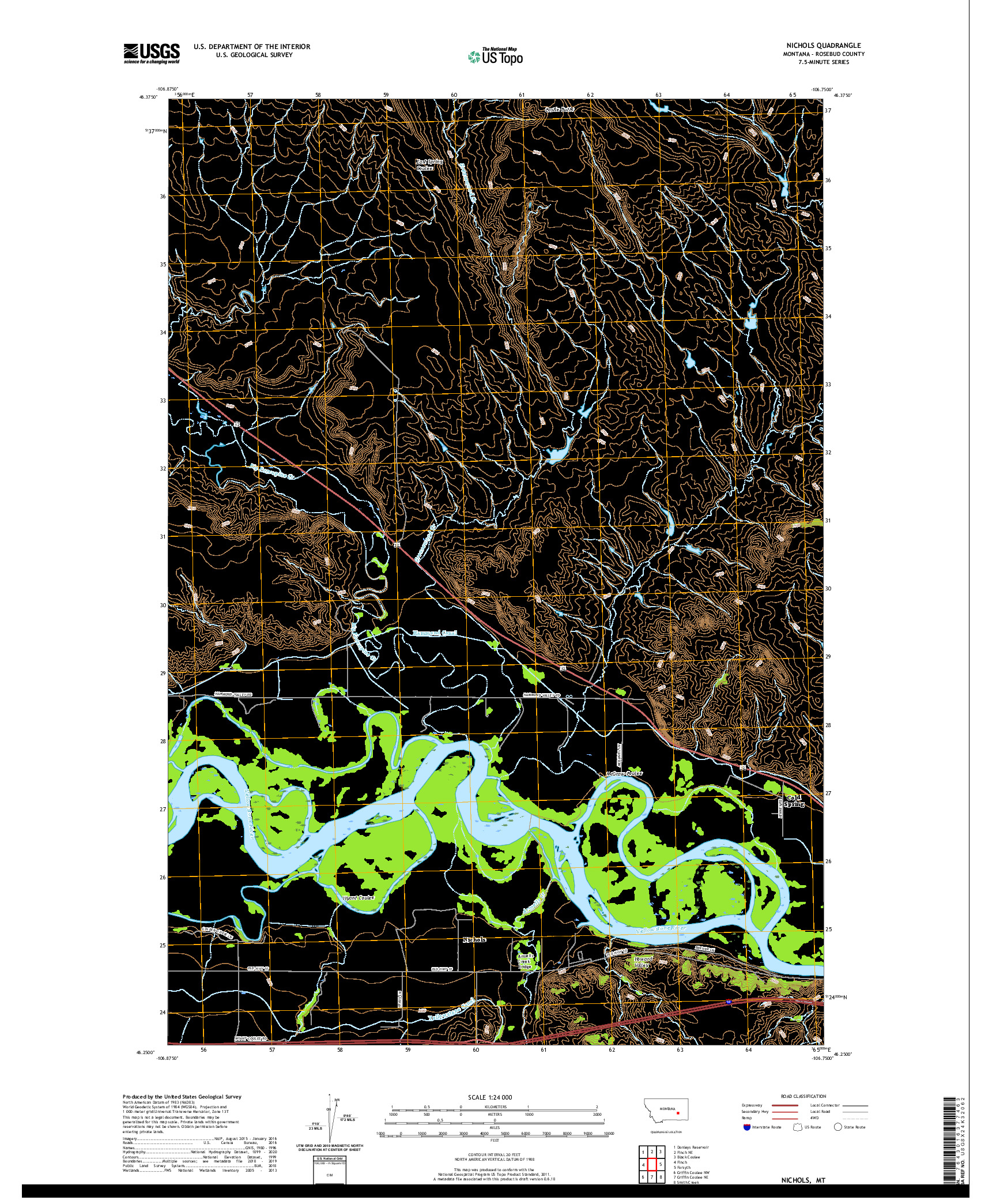 USGS US TOPO 7.5-MINUTE MAP FOR NICHOLS, MT 2020