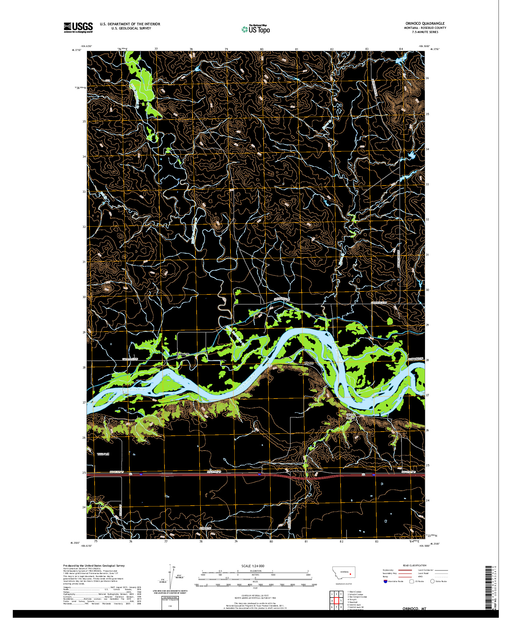 USGS US TOPO 7.5-MINUTE MAP FOR ORINOCO, MT 2020