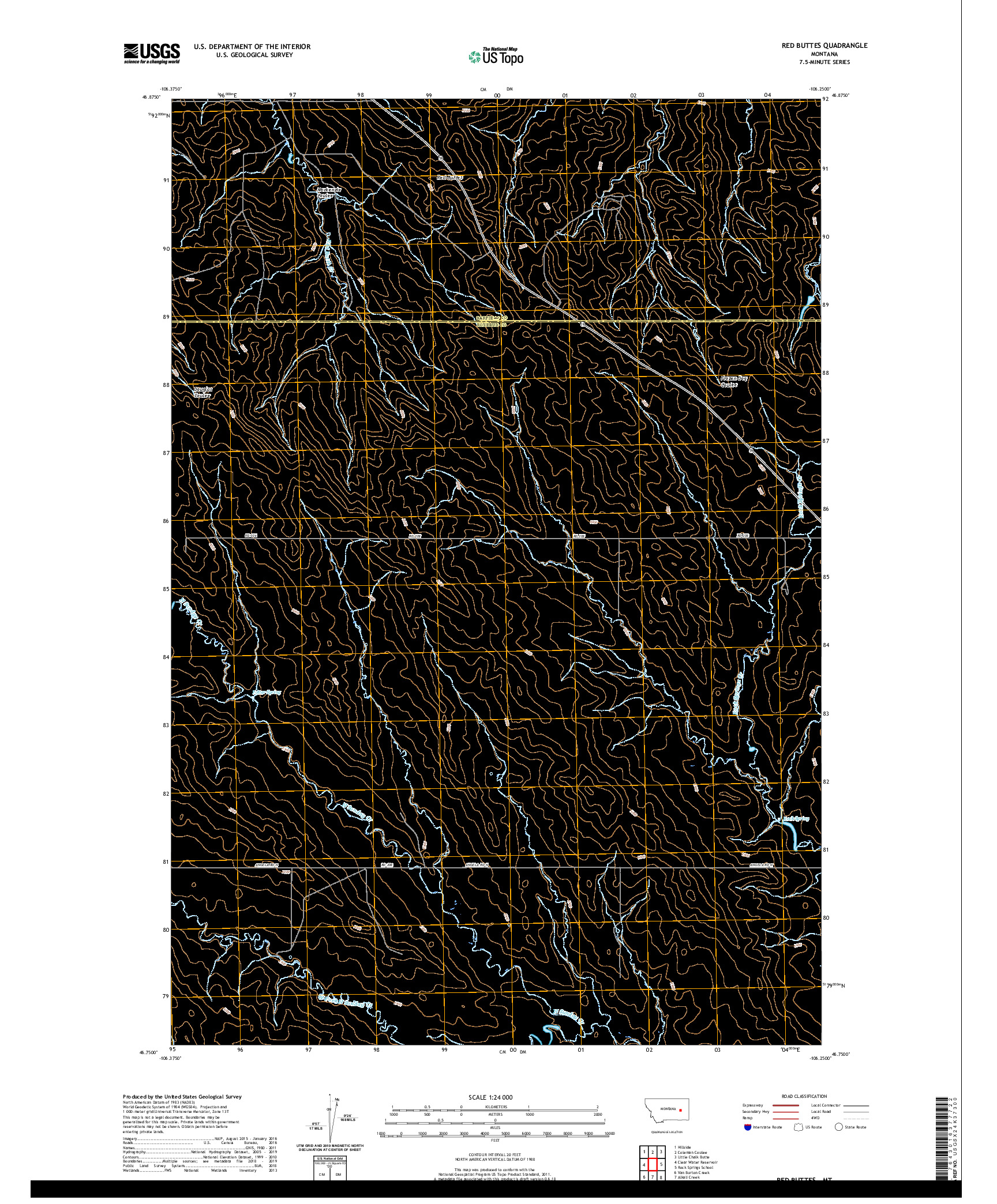 USGS US TOPO 7.5-MINUTE MAP FOR RED BUTTES, MT 2020