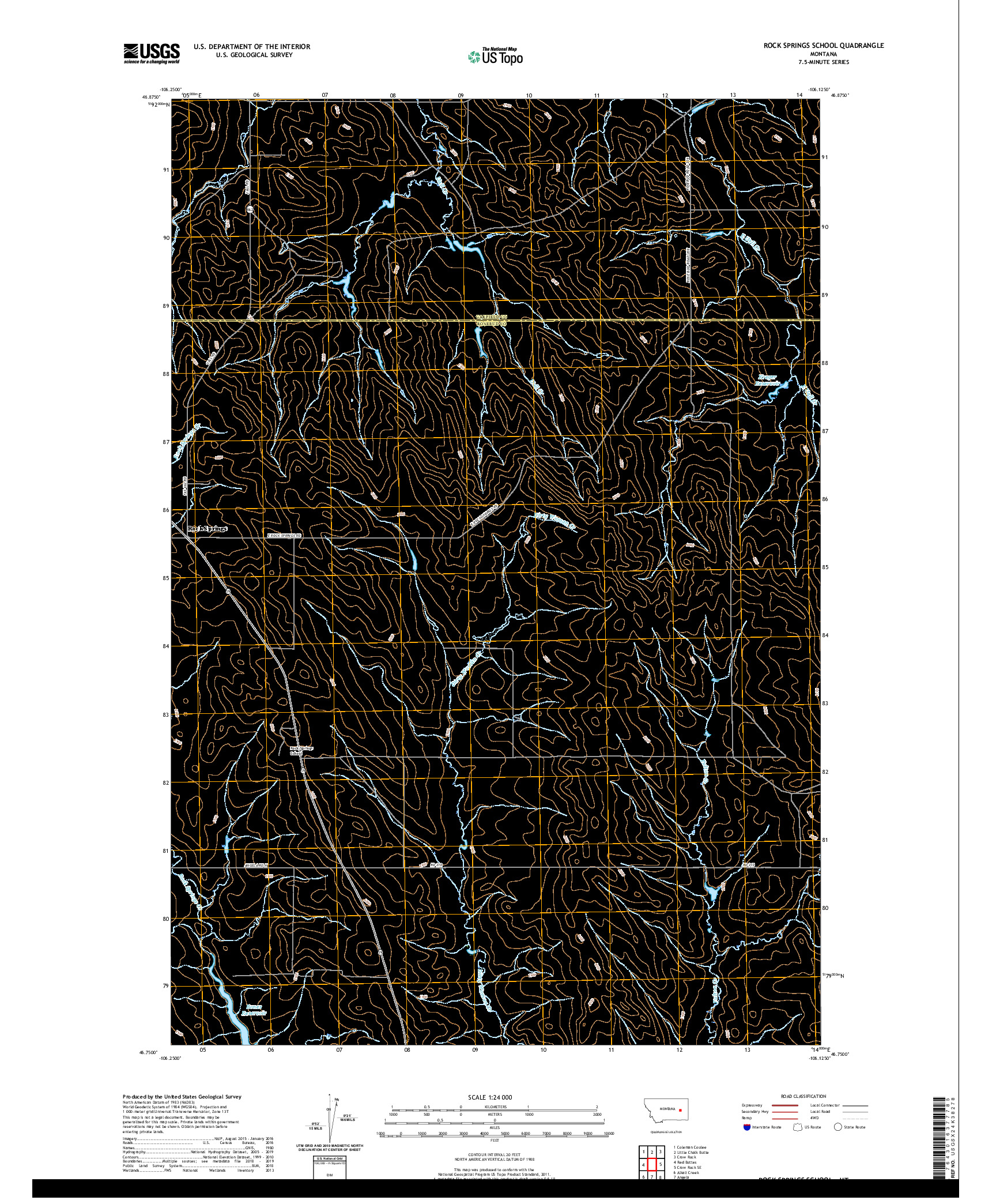 USGS US TOPO 7.5-MINUTE MAP FOR ROCK SPRINGS SCHOOL, MT 2020