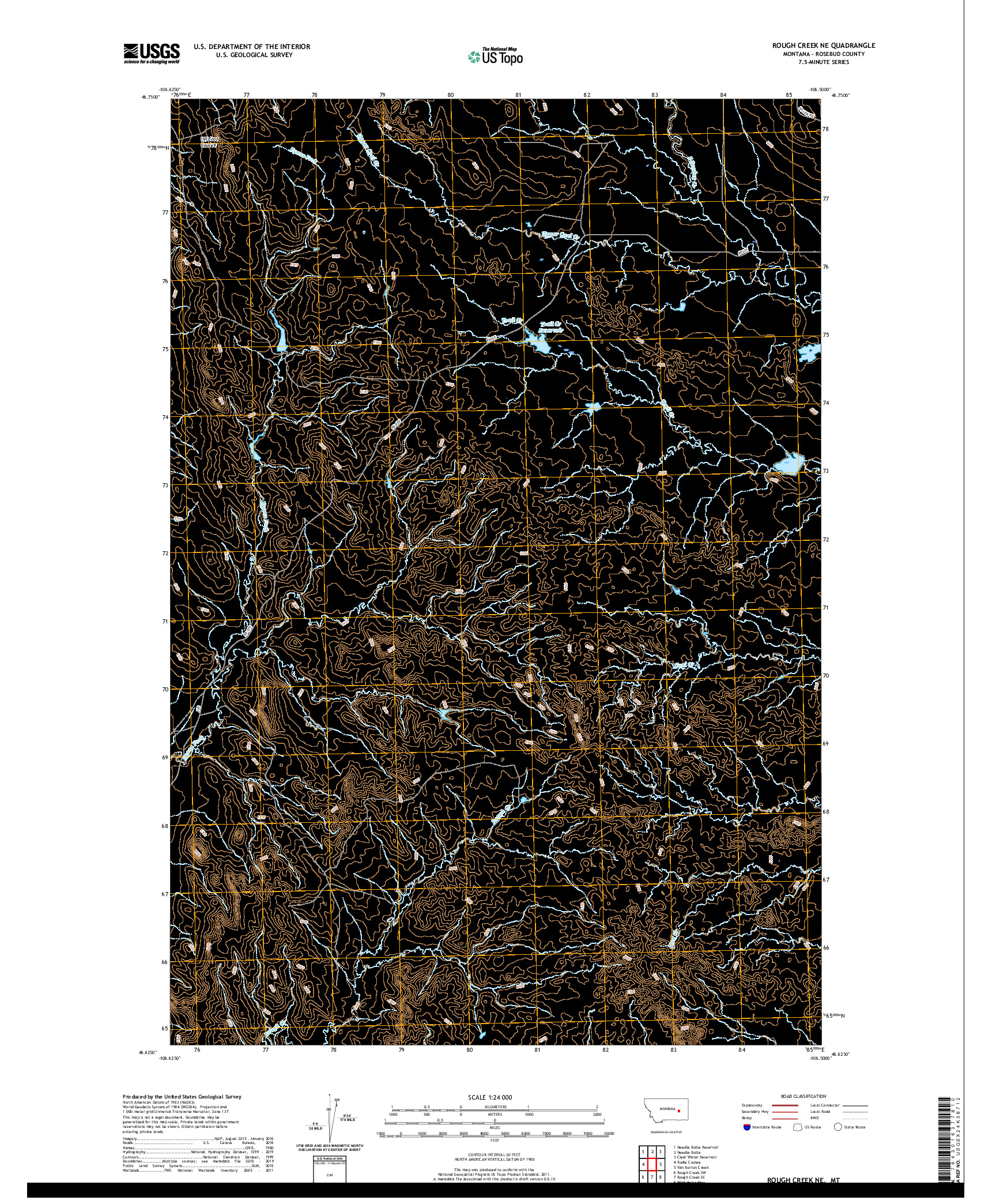 USGS US TOPO 7.5-MINUTE MAP FOR ROUGH CREEK NE, MT 2020