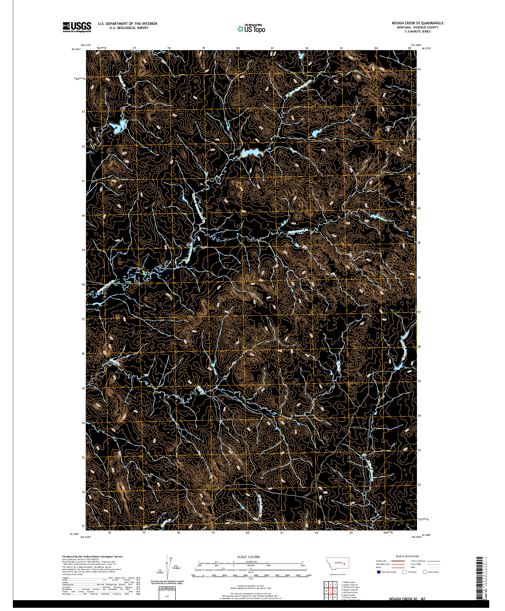 USGS US TOPO 7.5-MINUTE MAP FOR ROUGH CREEK SE, MT 2020