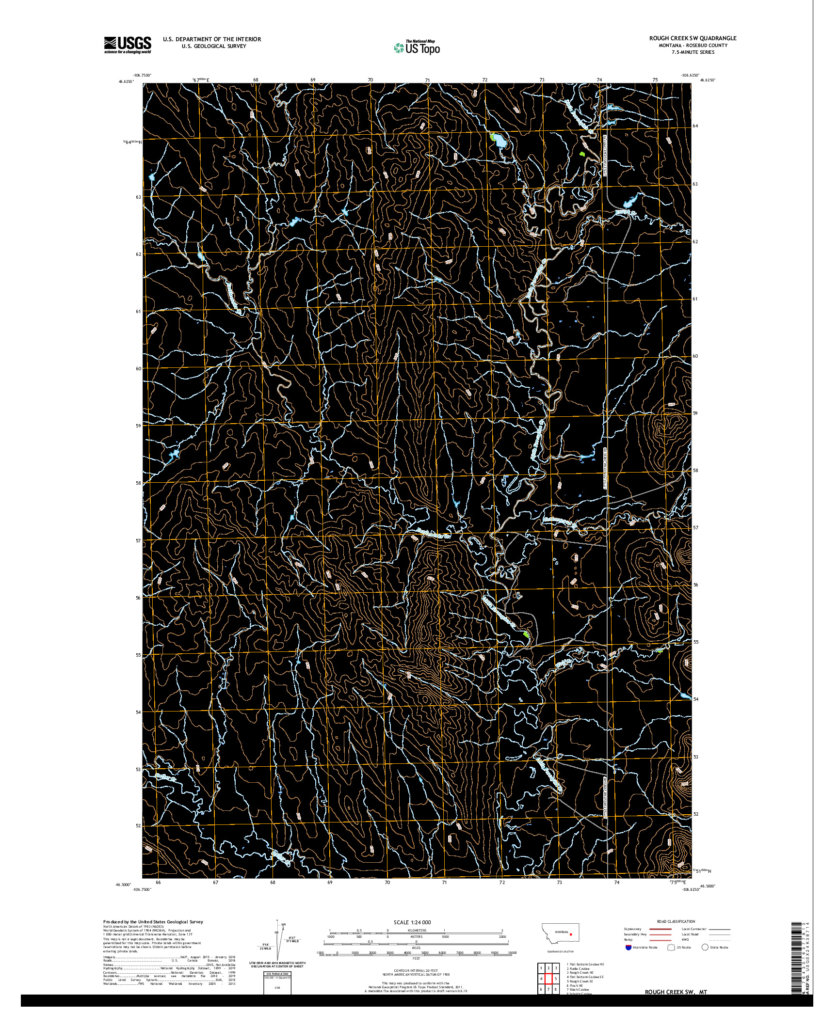 USGS US TOPO 7.5-MINUTE MAP FOR ROUGH CREEK SW, MT 2020