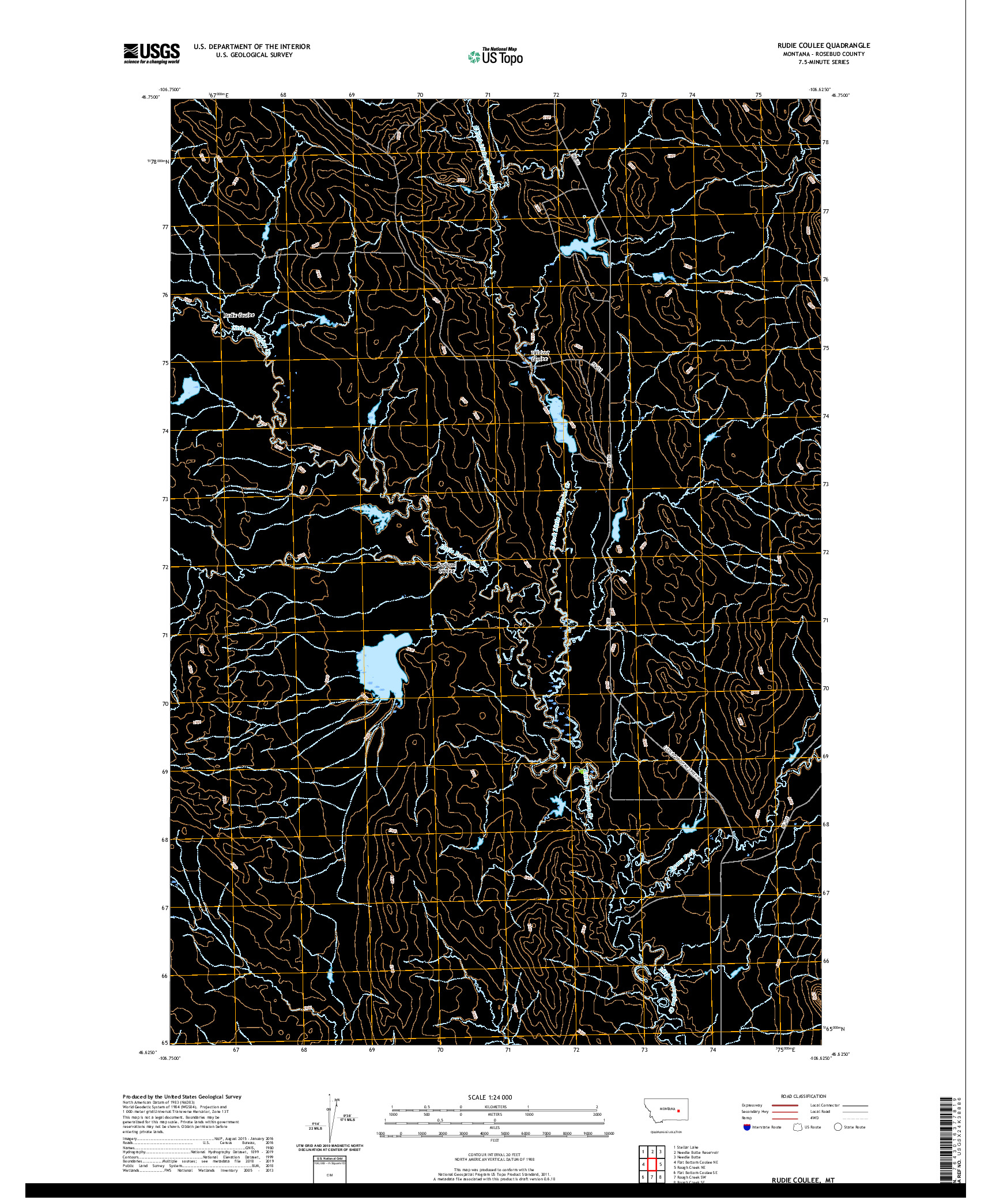 USGS US TOPO 7.5-MINUTE MAP FOR RUDIE COULEE, MT 2020