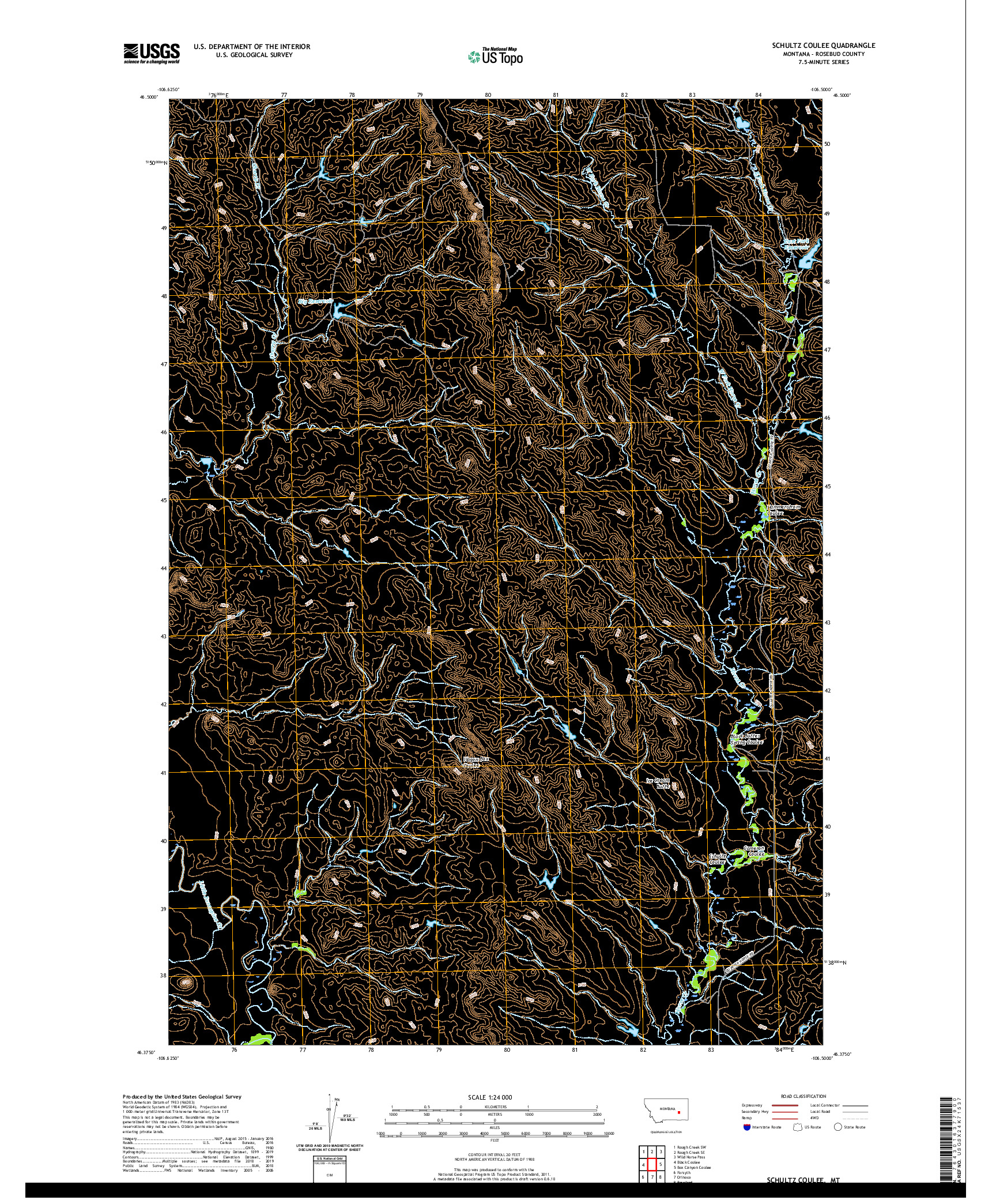 USGS US TOPO 7.5-MINUTE MAP FOR SCHULTZ COULEE, MT 2020