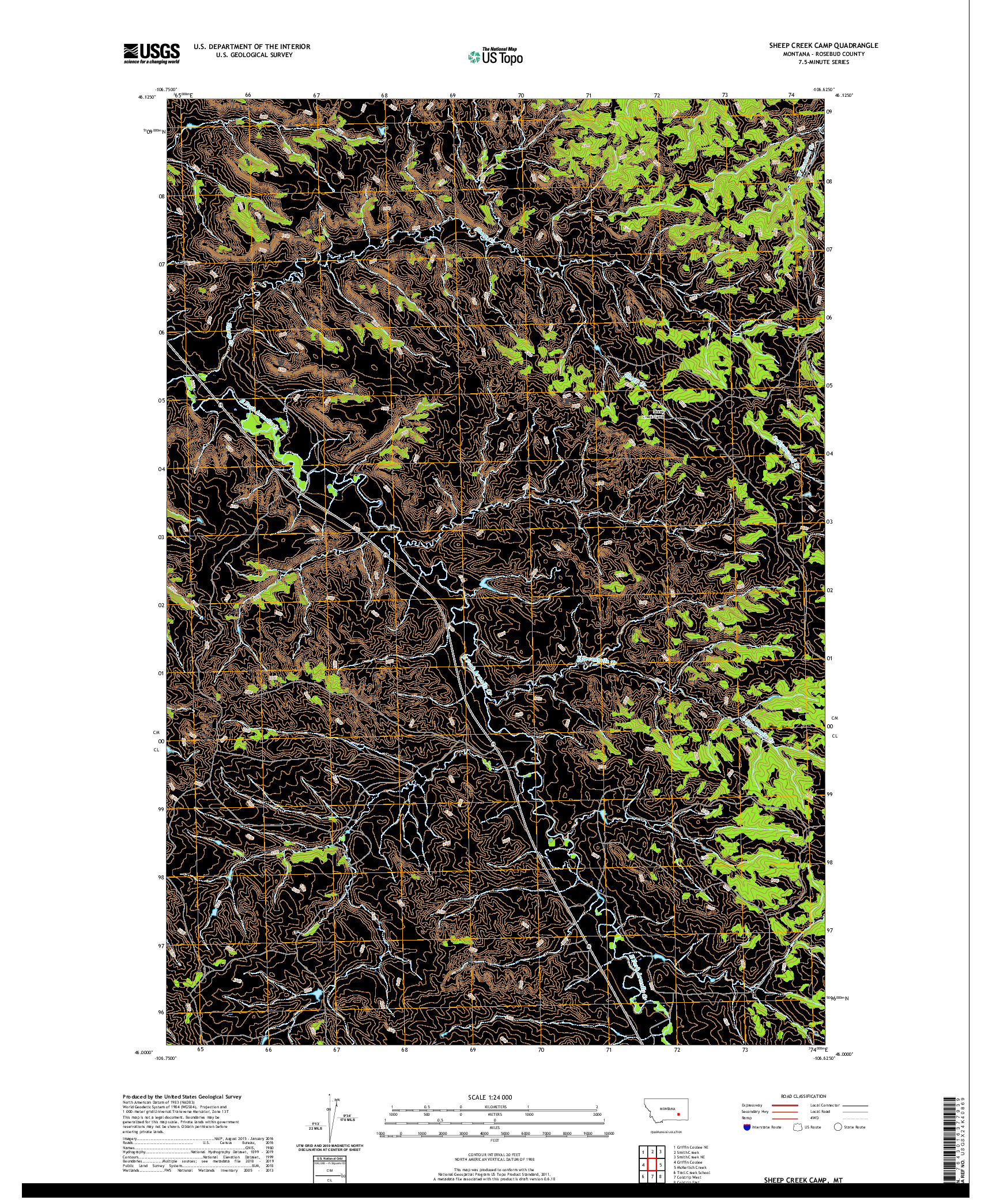 USGS US TOPO 7.5-MINUTE MAP FOR SHEEP CREEK CAMP, MT 2020