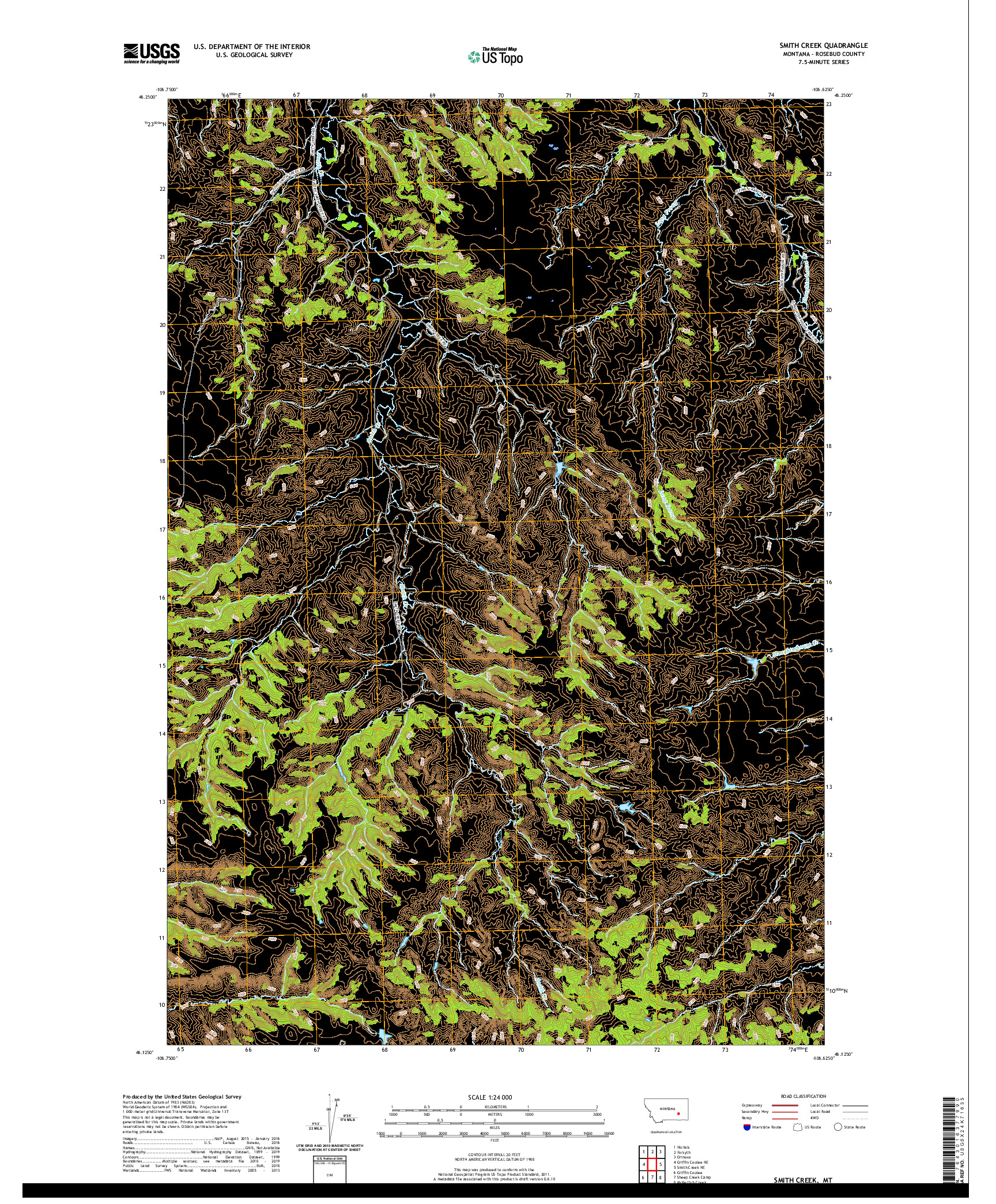 USGS US TOPO 7.5-MINUTE MAP FOR SMITH CREEK, MT 2020