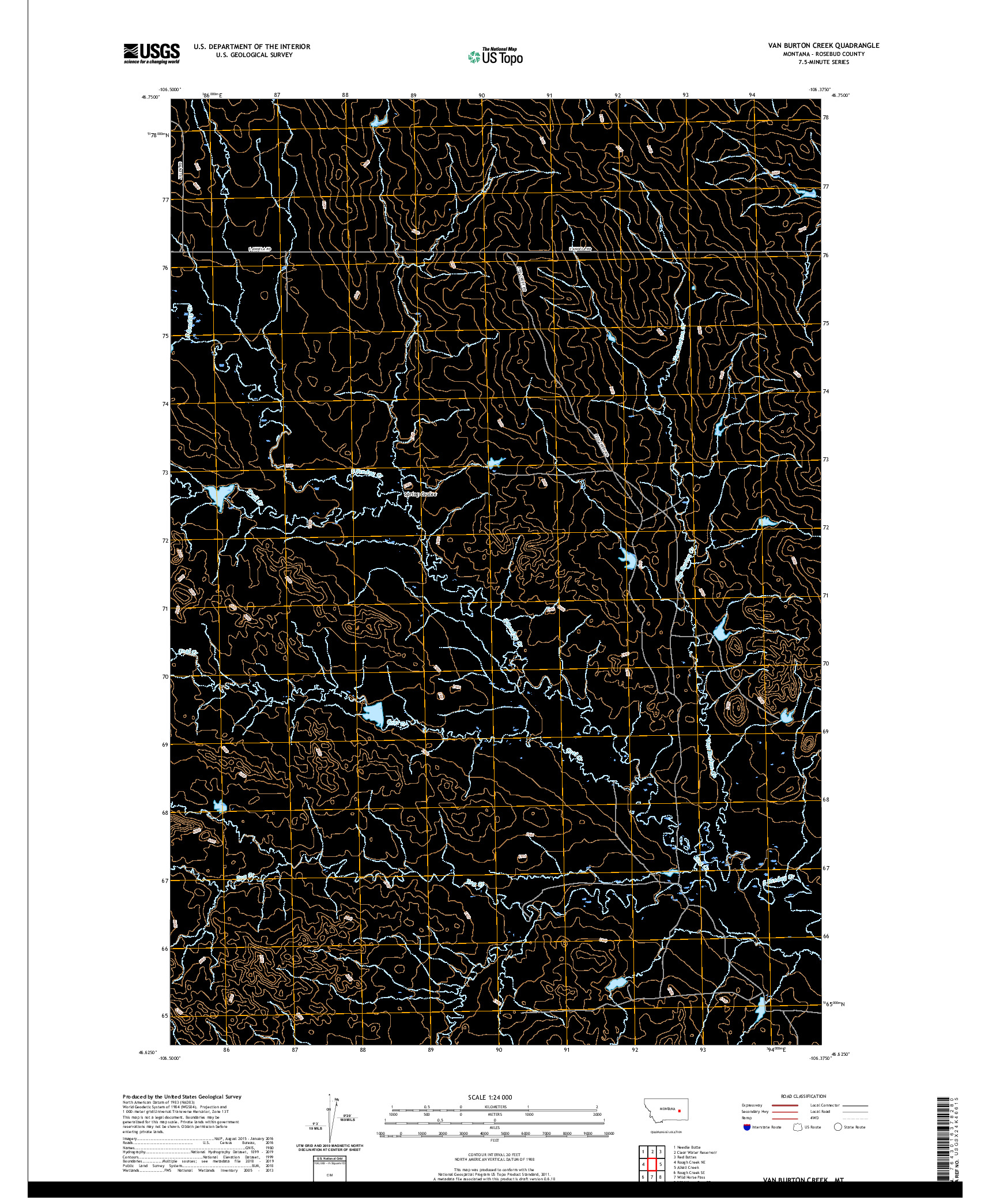 USGS US TOPO 7.5-MINUTE MAP FOR VAN BURTON CREEK, MT 2020